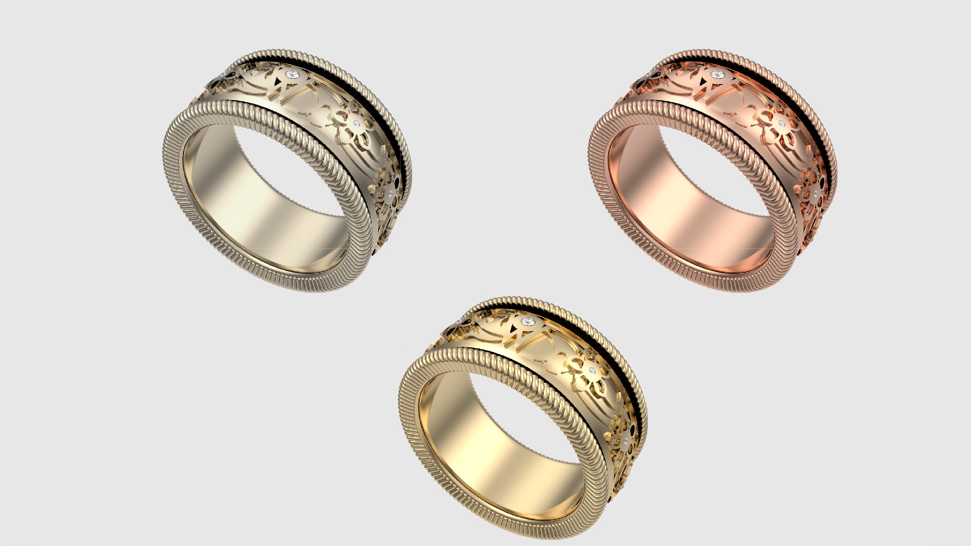 Enamel and Floral Rotating Ring JDBCo 3D print model_2