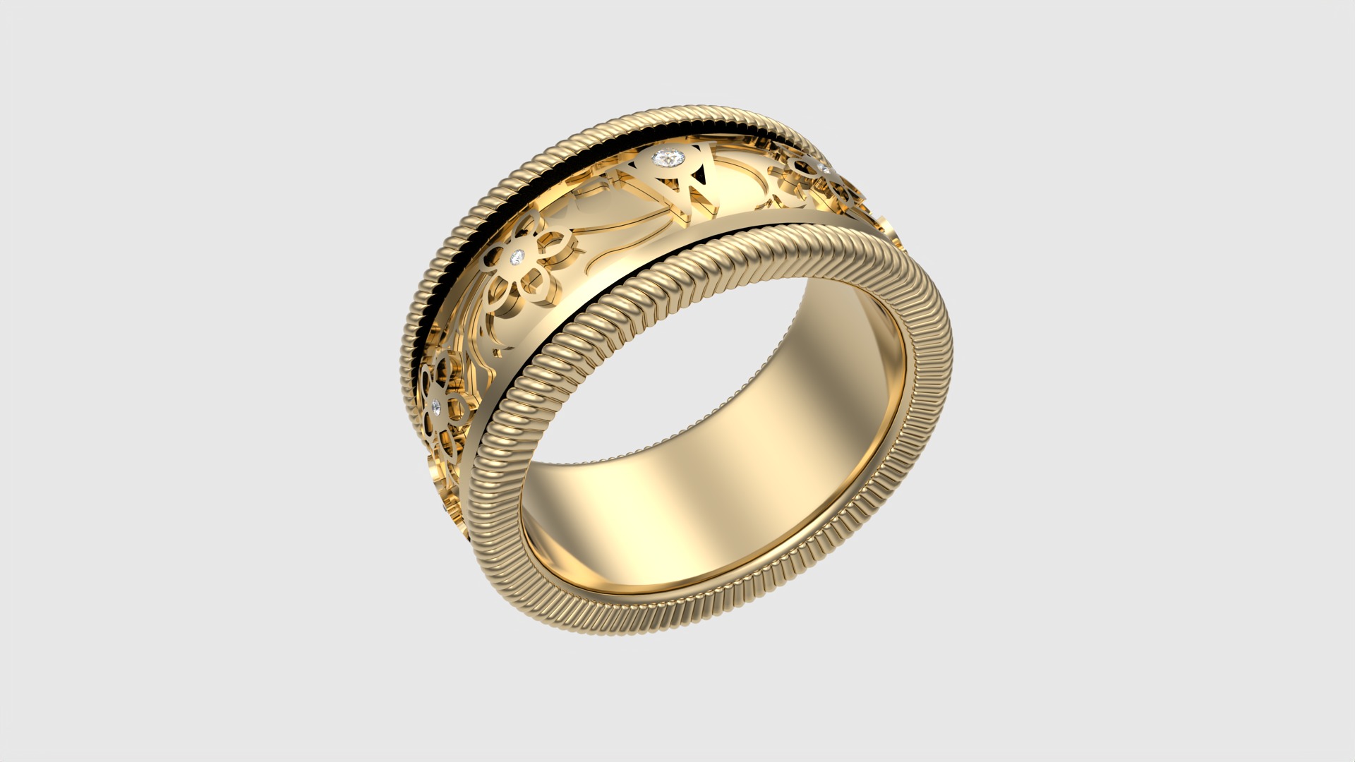Enamel and Floral Rotating Ring JDBCo 3D print model_17