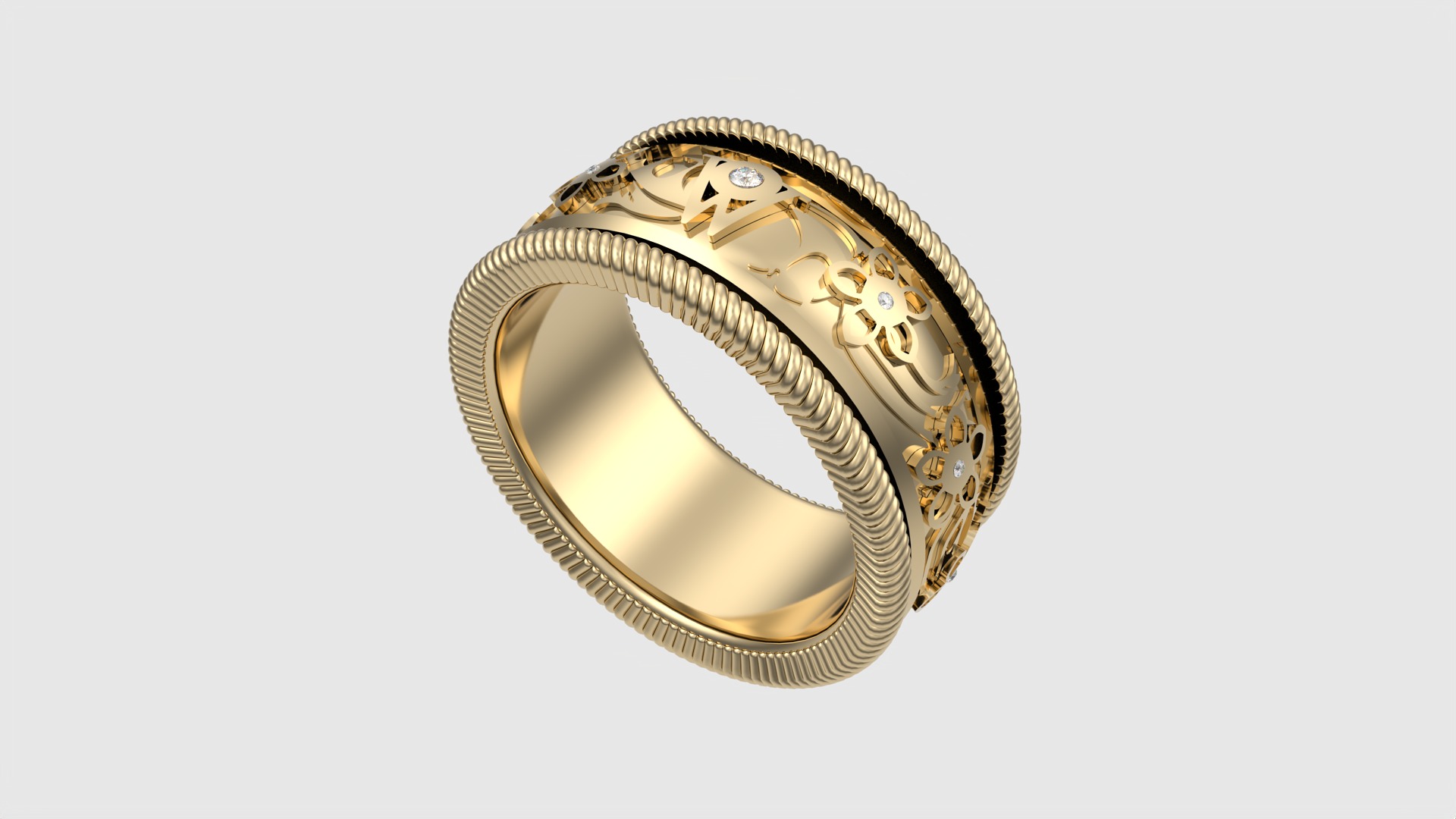 Enamel and Floral Rotating Ring JDBCo 3D print model_29