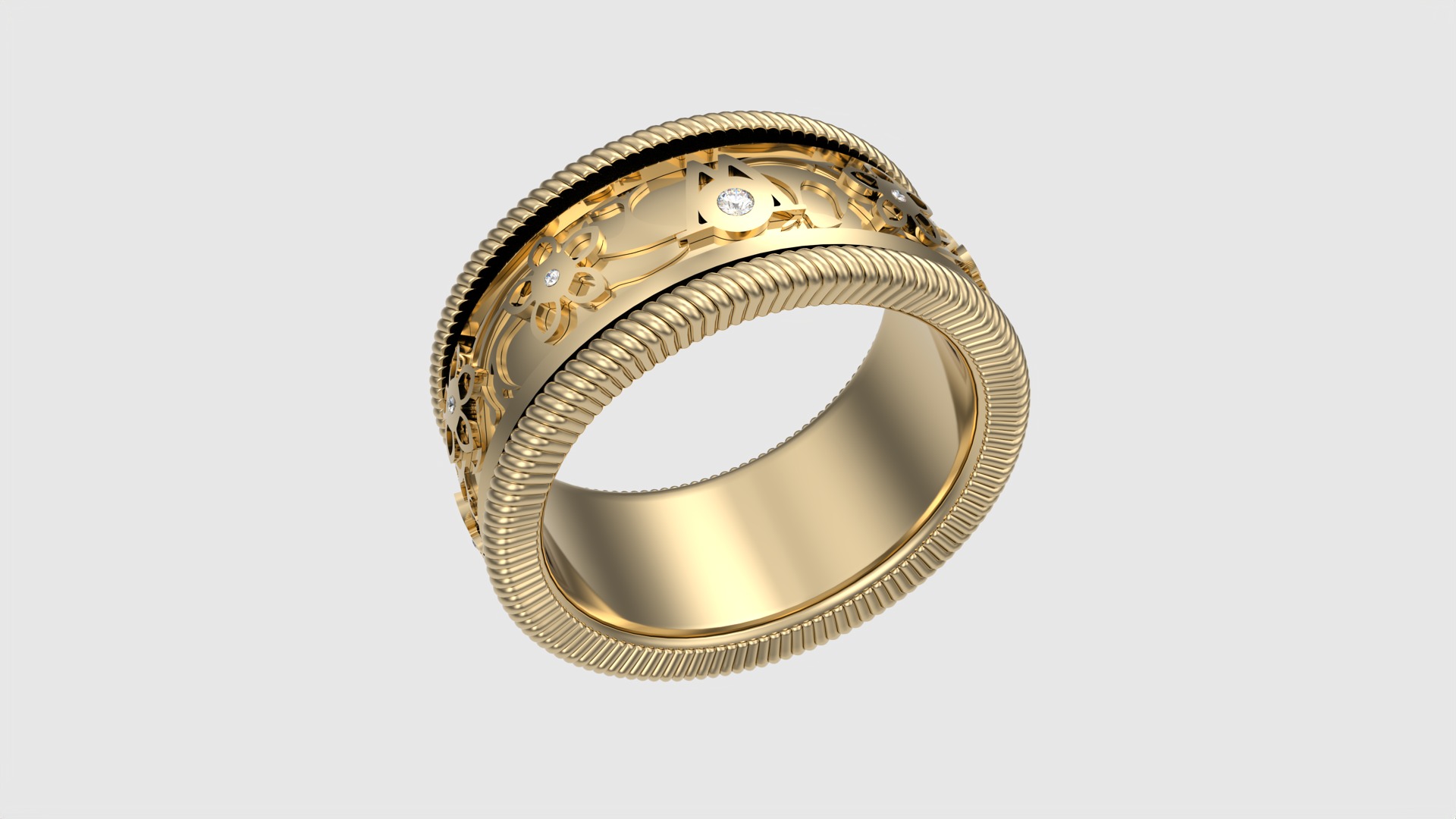 Enamel and Floral Rotating Ring JDBCo 3D print model_24