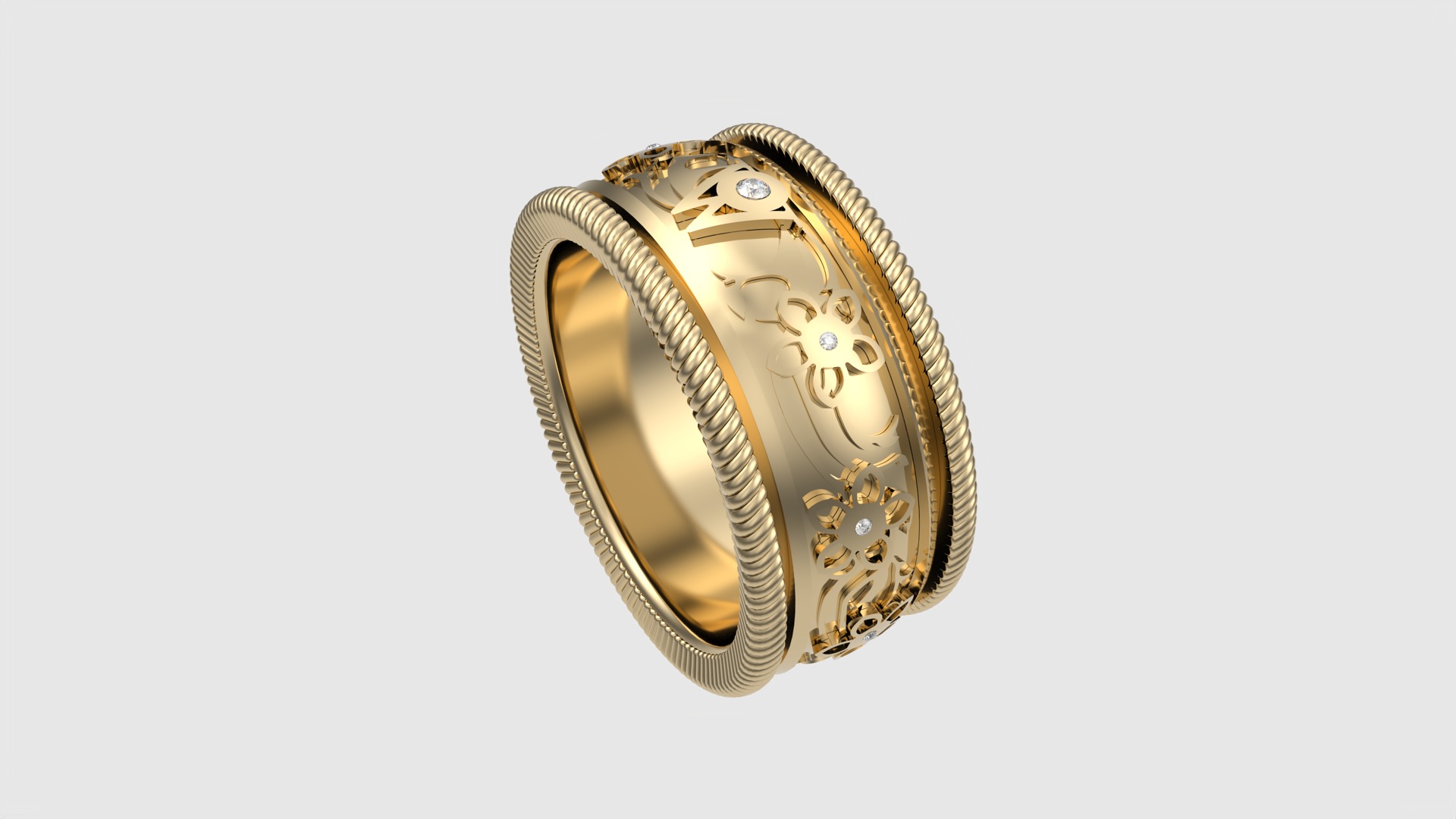 Enamel and Floral Rotating Ring JDBCo 3D print model_28