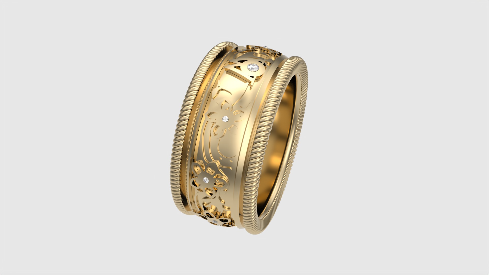 Enamel and Floral Rotating Ring JDBCo 3D print model_26