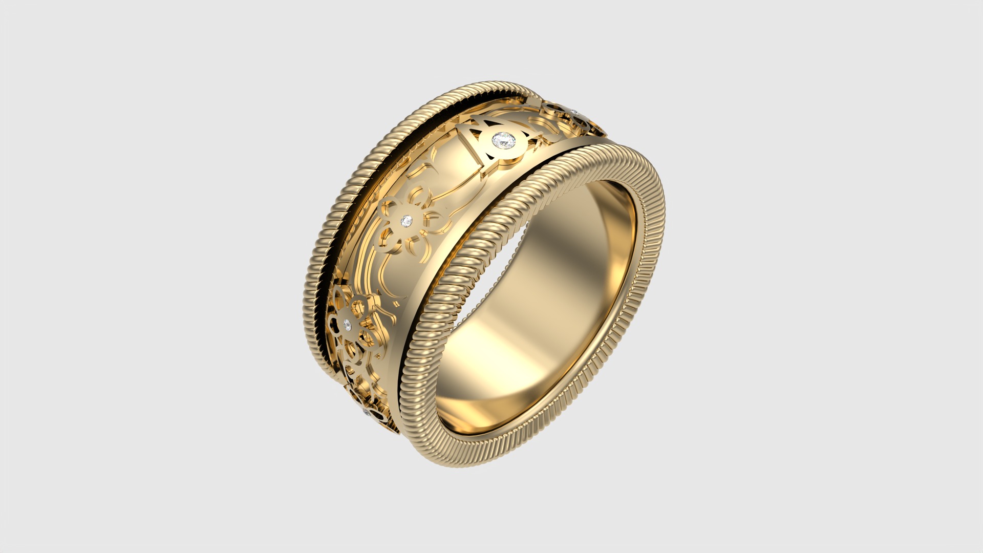 Enamel and Floral Rotating Ring JDBCo 3D print model_25