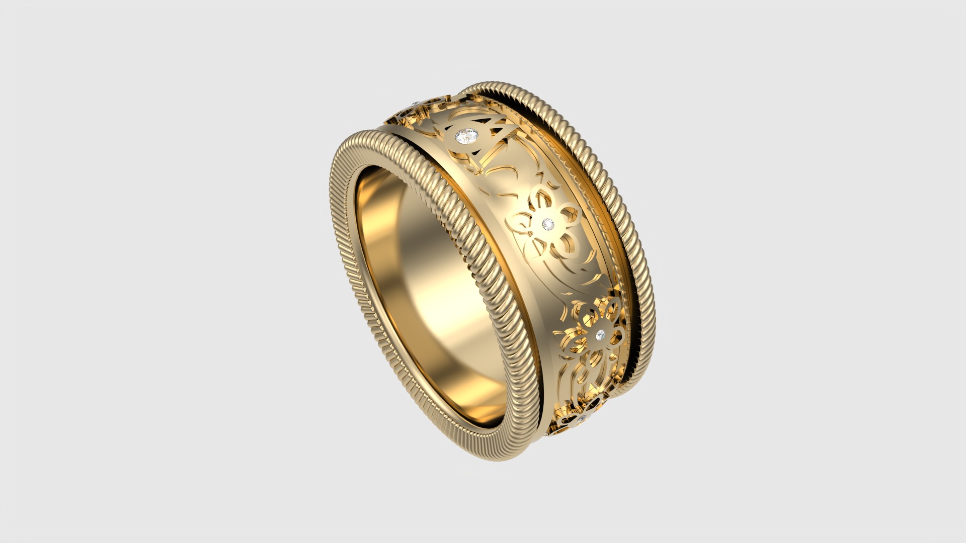 Enamel and Floral Rotating Ring JDBCo 3D print model_21
