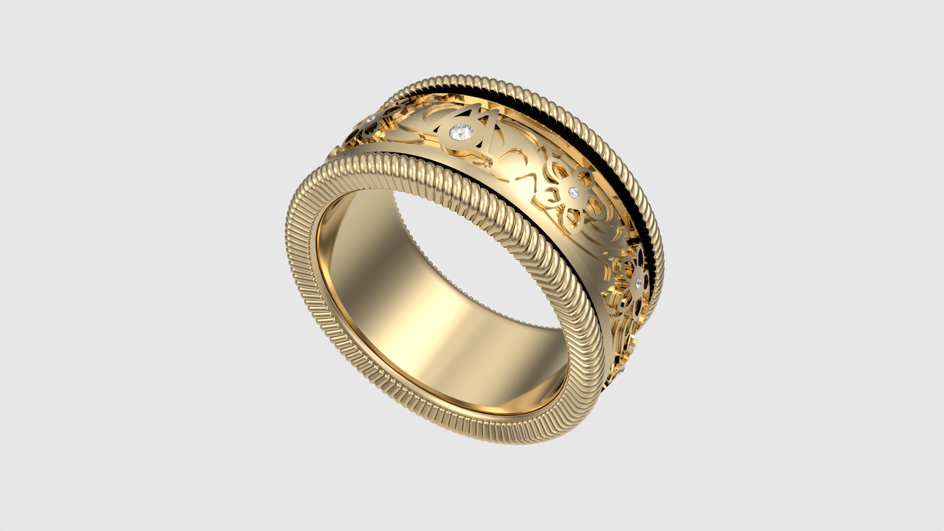Enamel and Floral Rotating Ring JDBCo 3D print model_22