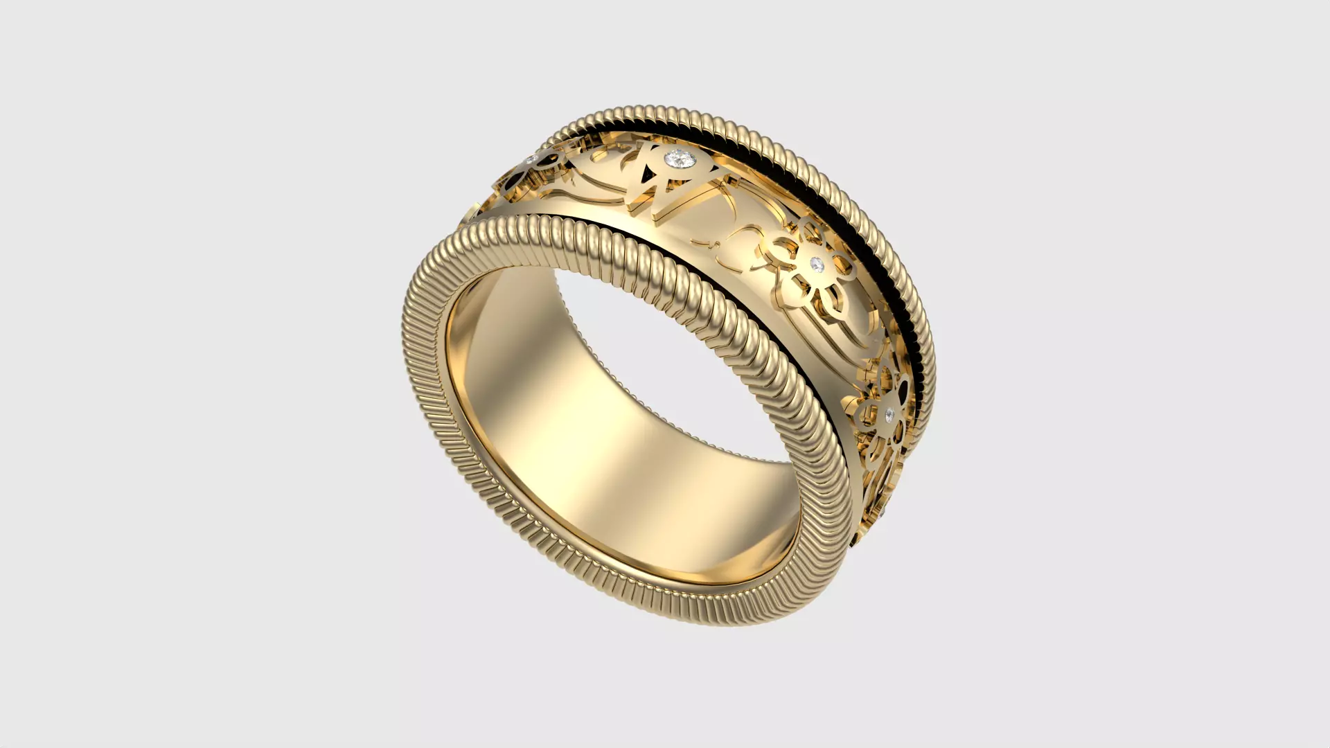 Enamel and Floral Rotating Ring JDBCo 3D print model_0