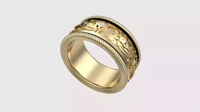 Enamel and Floral Rotating Ring JDBCo 3D print model