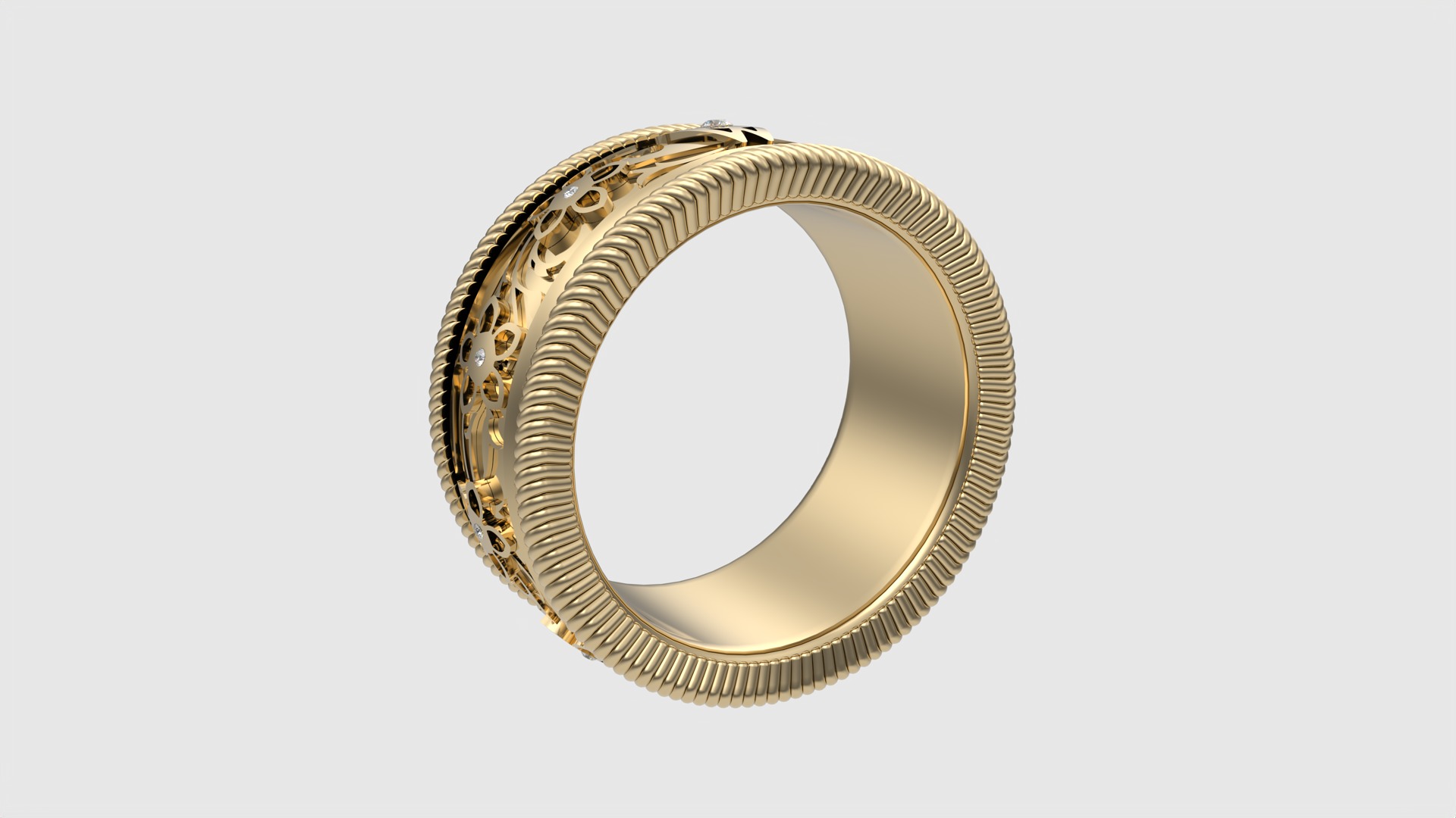 Enamel and Floral Rotating Ring JDBCo 3D print model_3