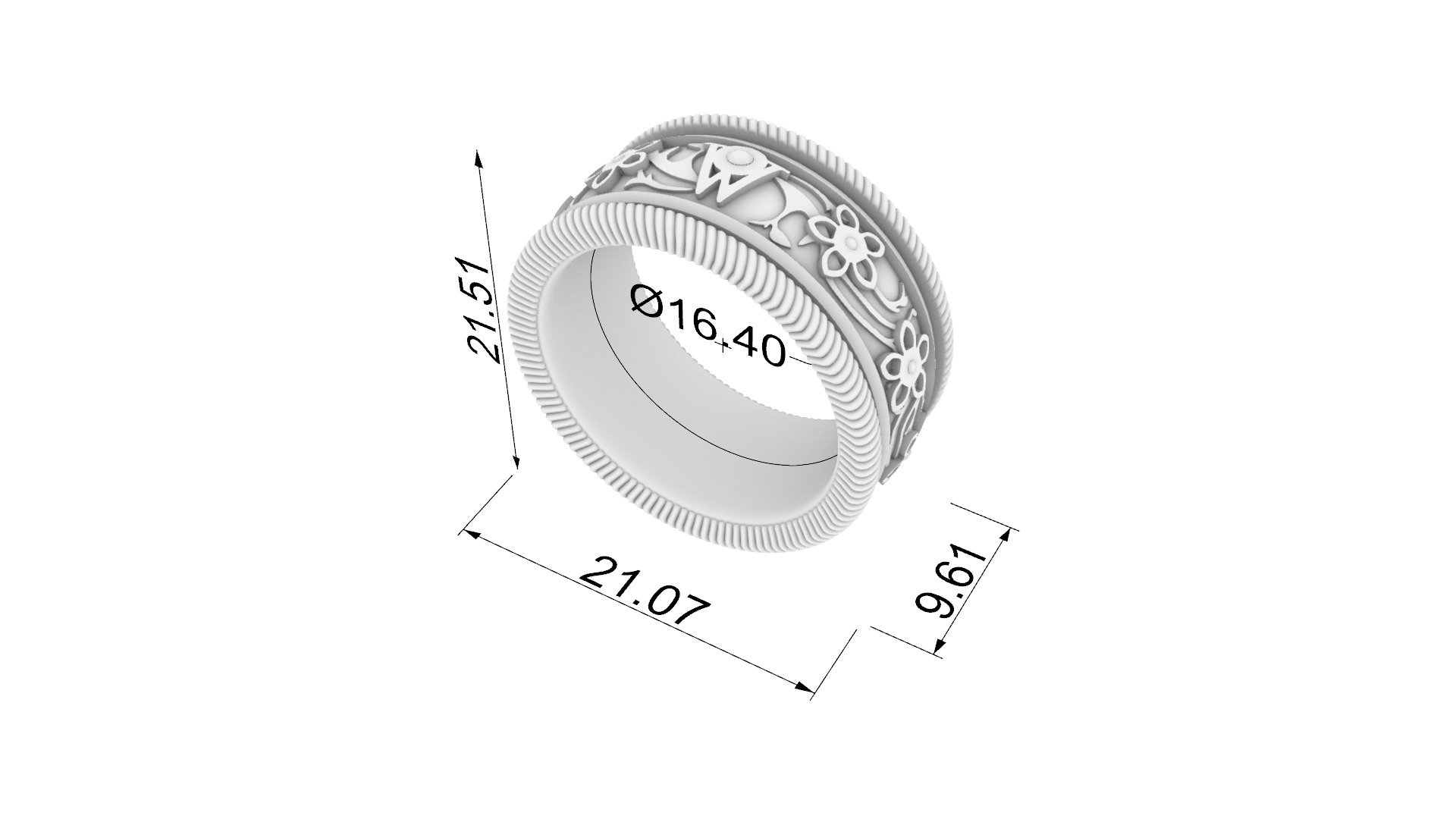 Enamel and Floral Rotating Ring JDBCo 3D print model_1