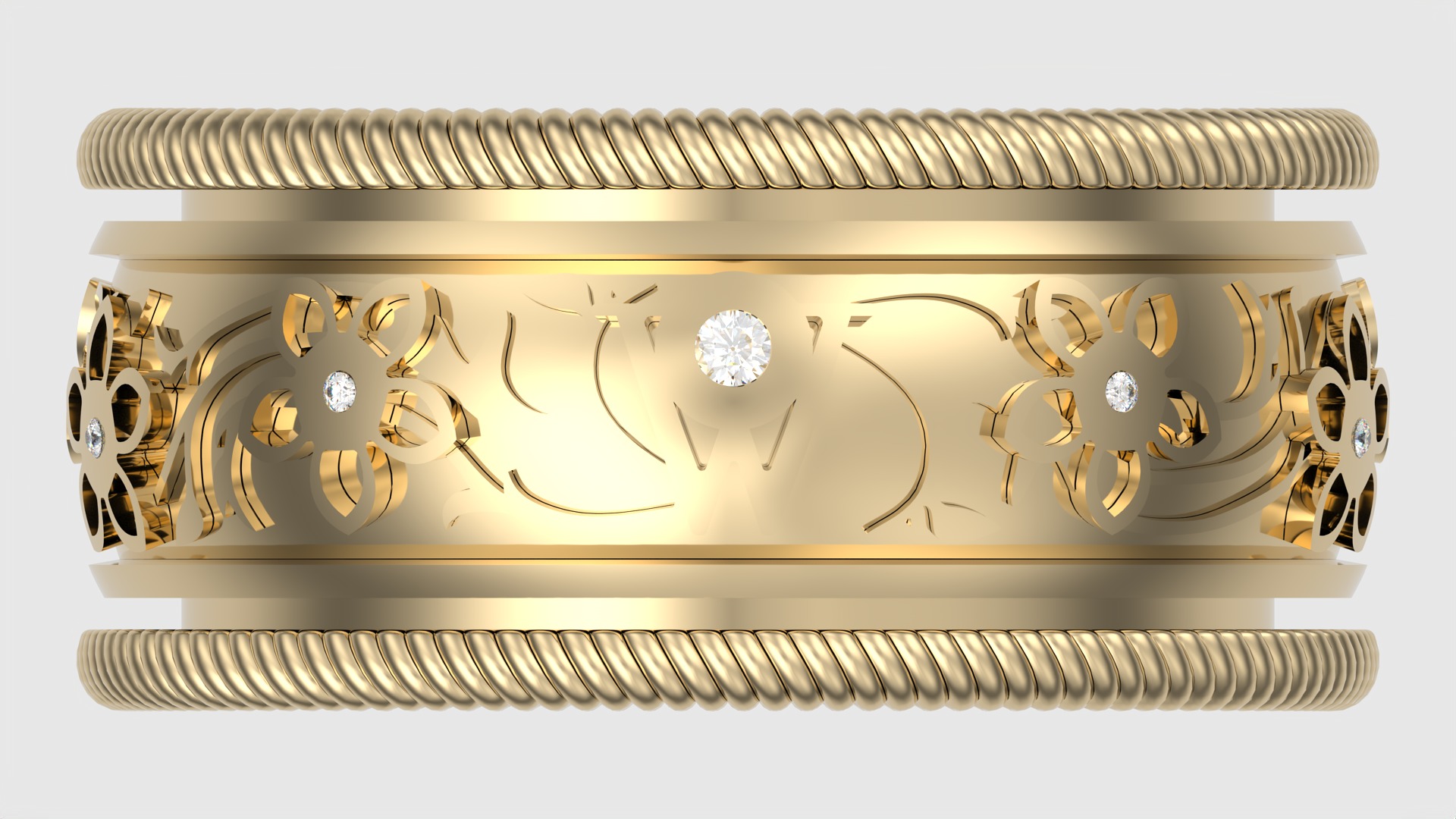 Enamel and Floral Rotating Ring JDBCo 3D print model_6