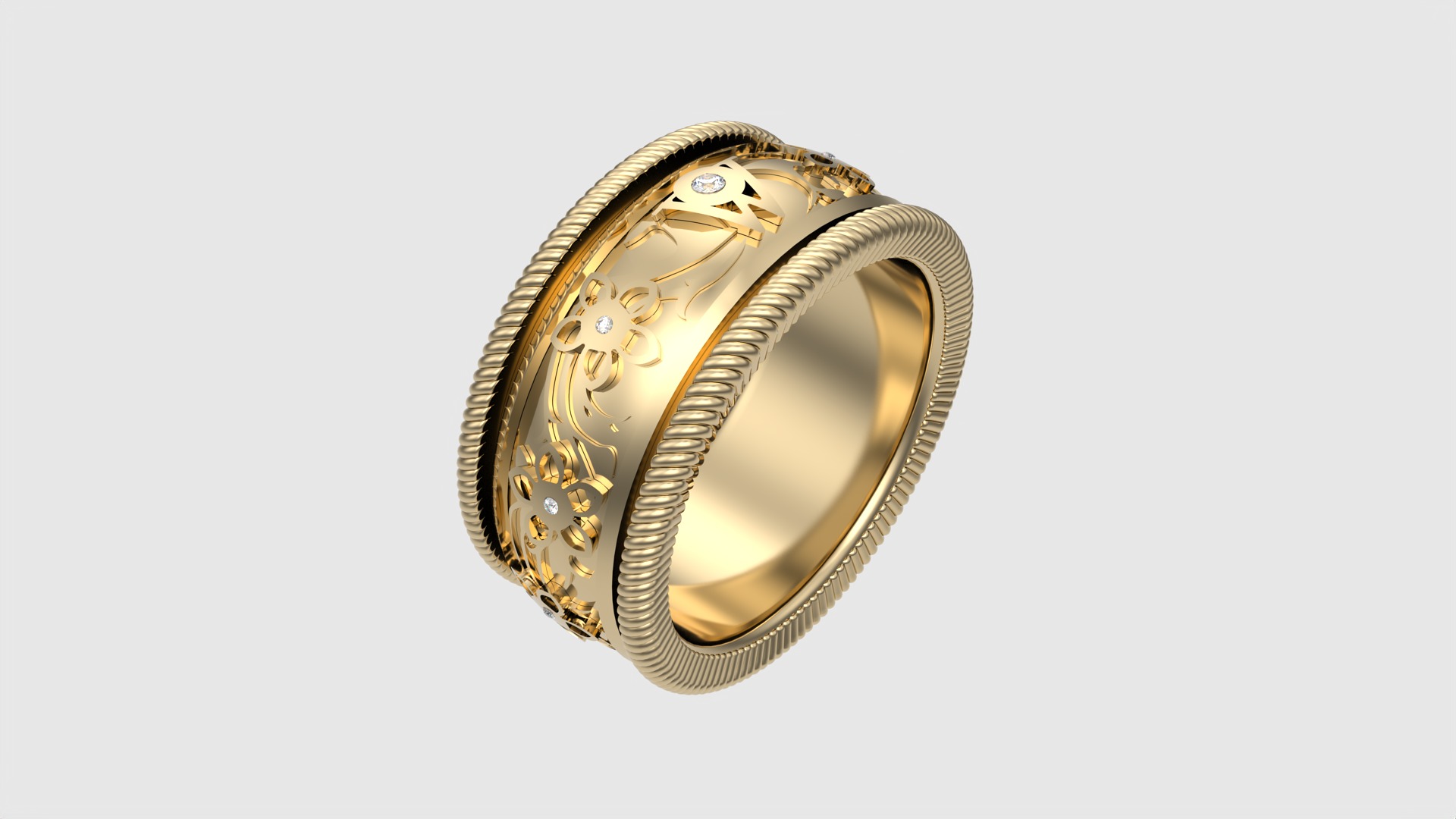 Enamel and Floral Rotating Ring JDBCo 3D print model_18