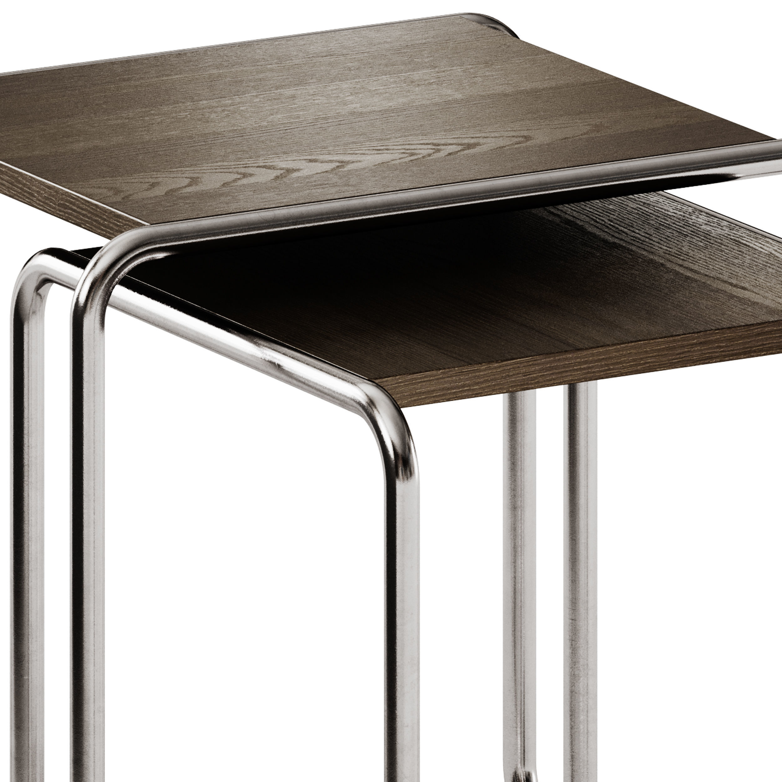 Thonet Set B 9 Steel and Wood Side Table 3D model_5