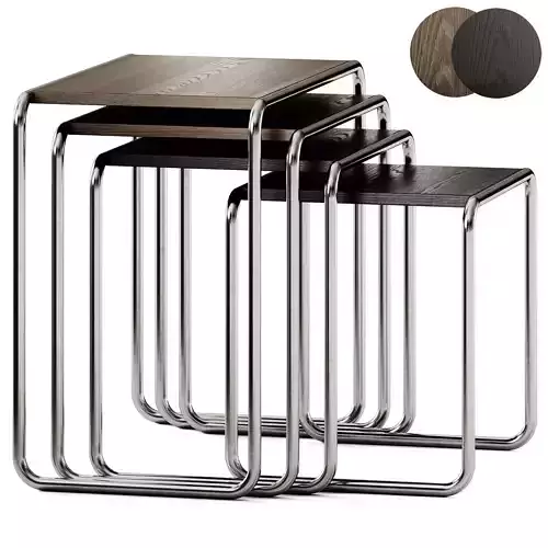 Thonet Set B 9 Steel and Wood Side Table
