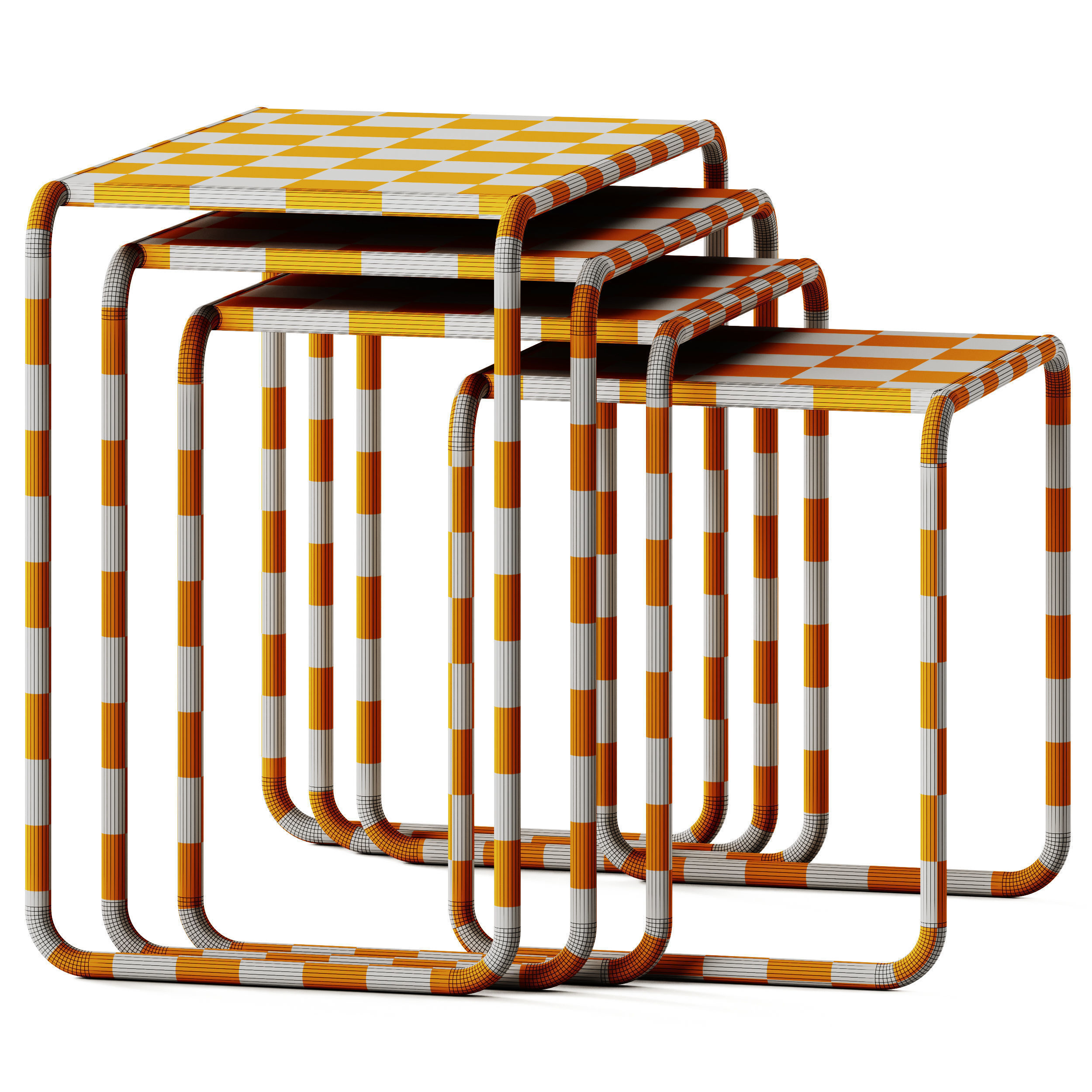 Thonet Set B 9 Steel and Wood Side Table 3D model_8