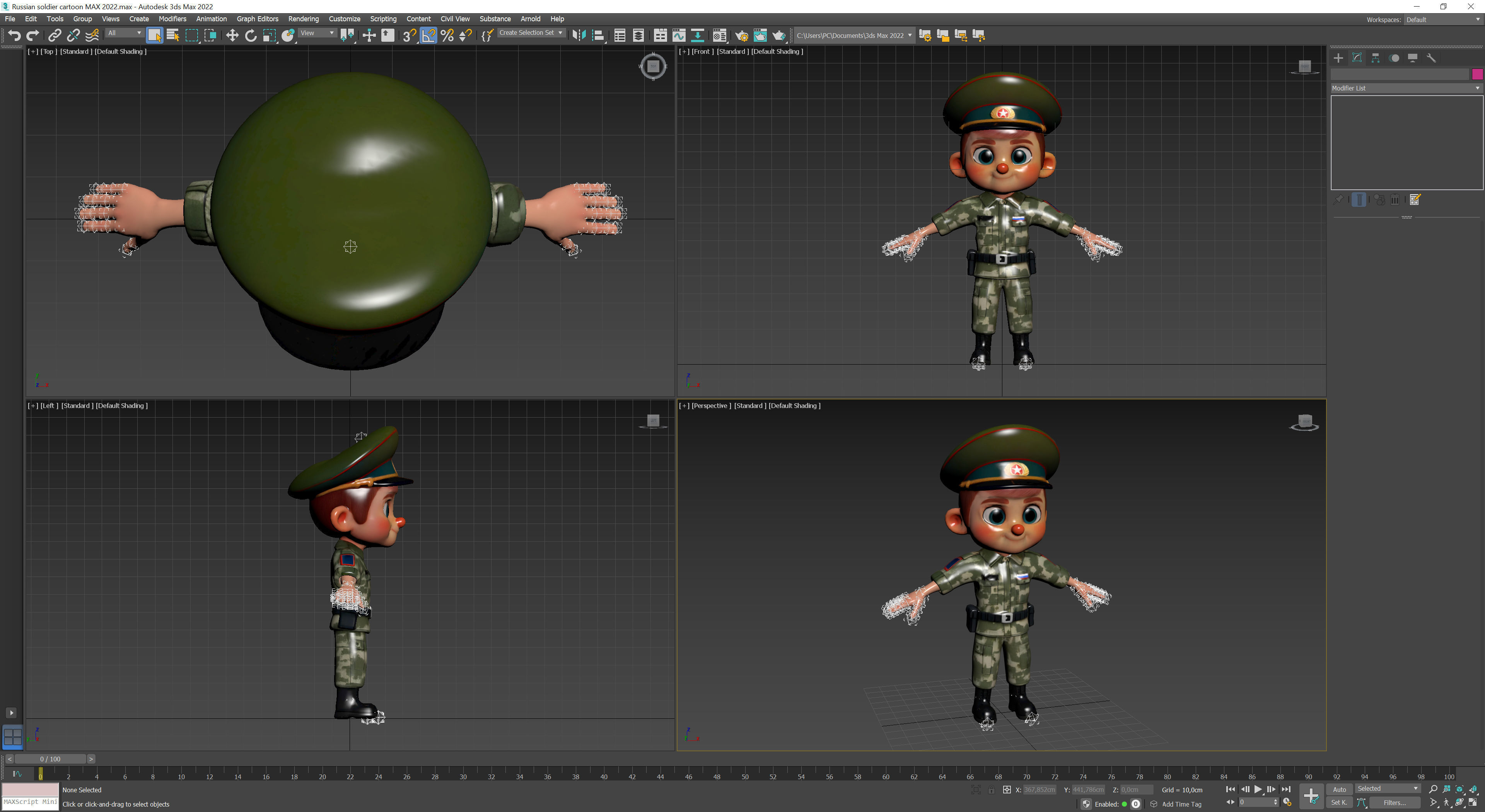 Russian soldier cartoon Low-poly 3D model_14