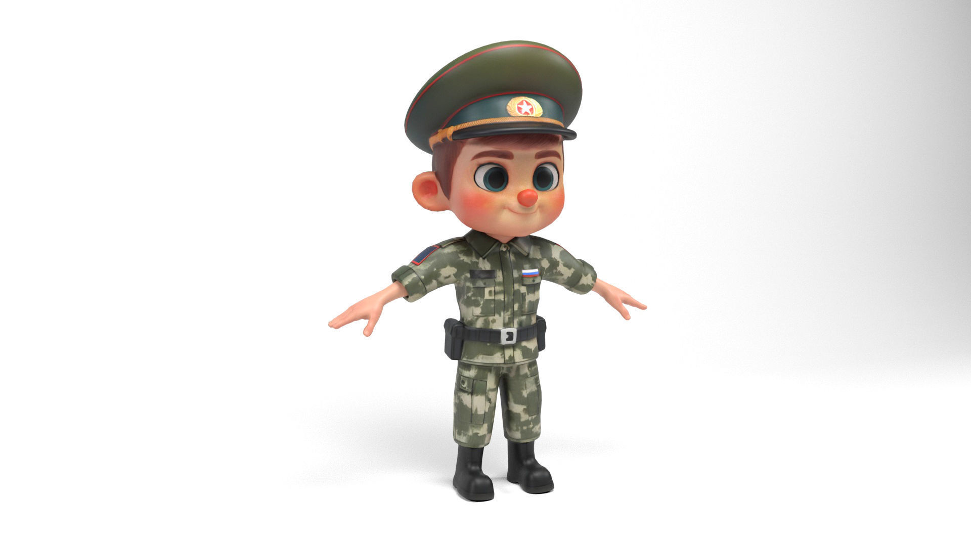 Russian soldier cartoon Low-poly 3D model_1