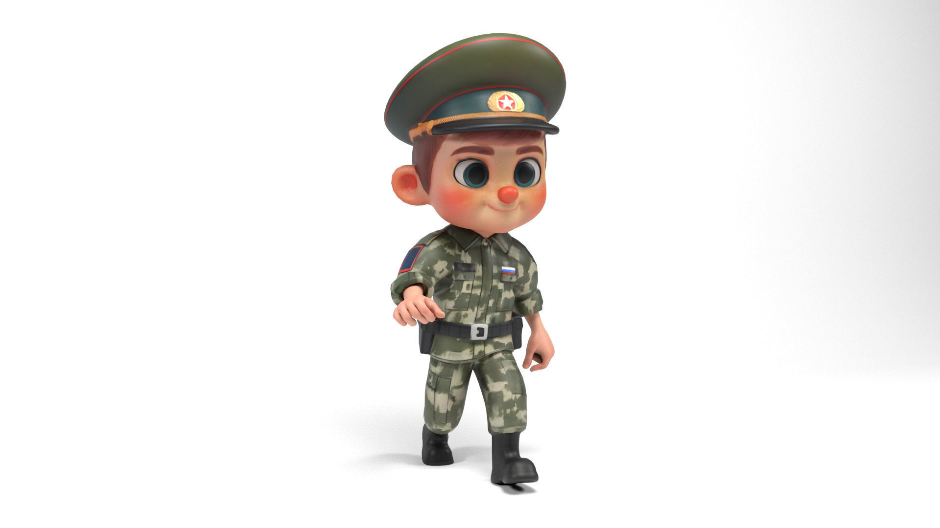 Russian soldier cartoon Low-poly 3D model_10