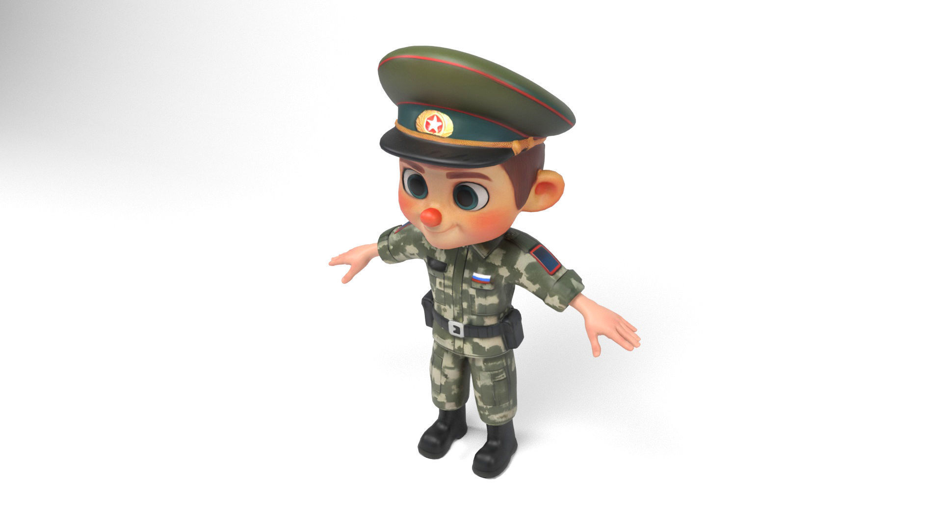 Russian soldier cartoon Low-poly 3D model_3