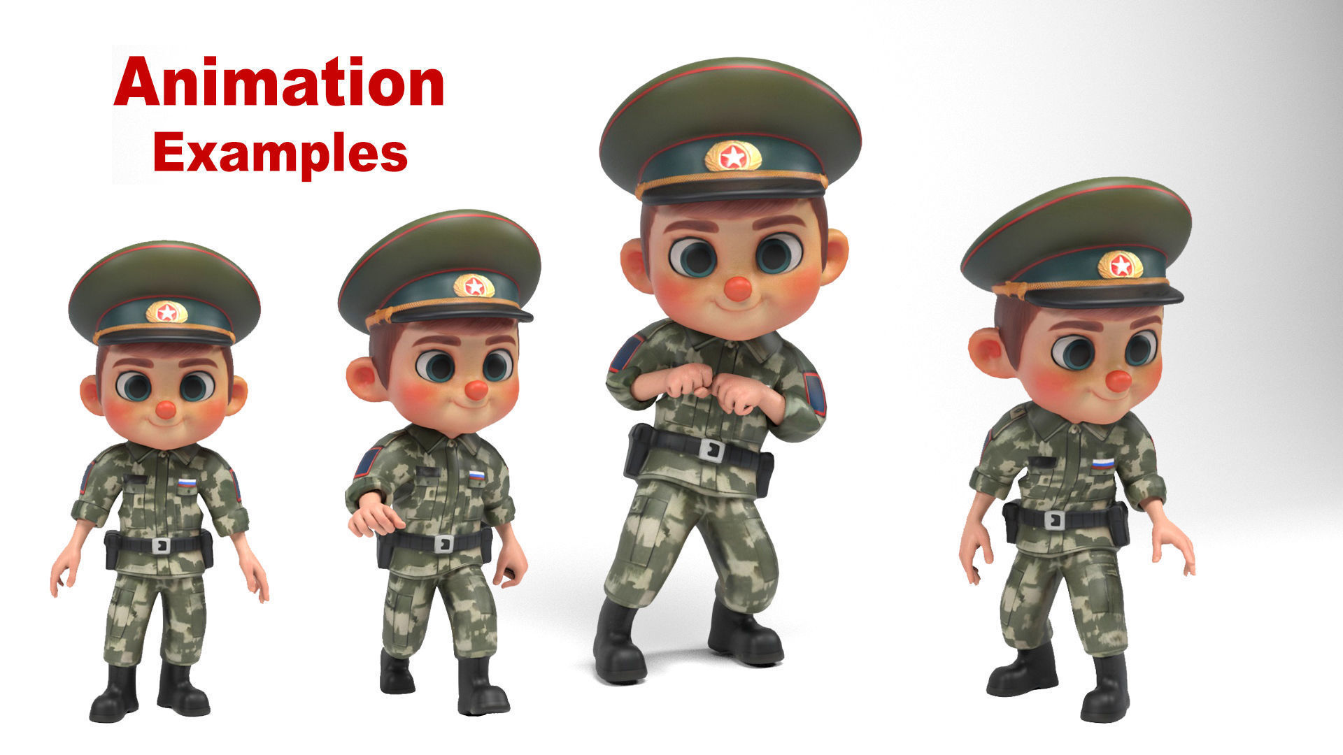 Russian soldier cartoon Low-poly 3D model_4
