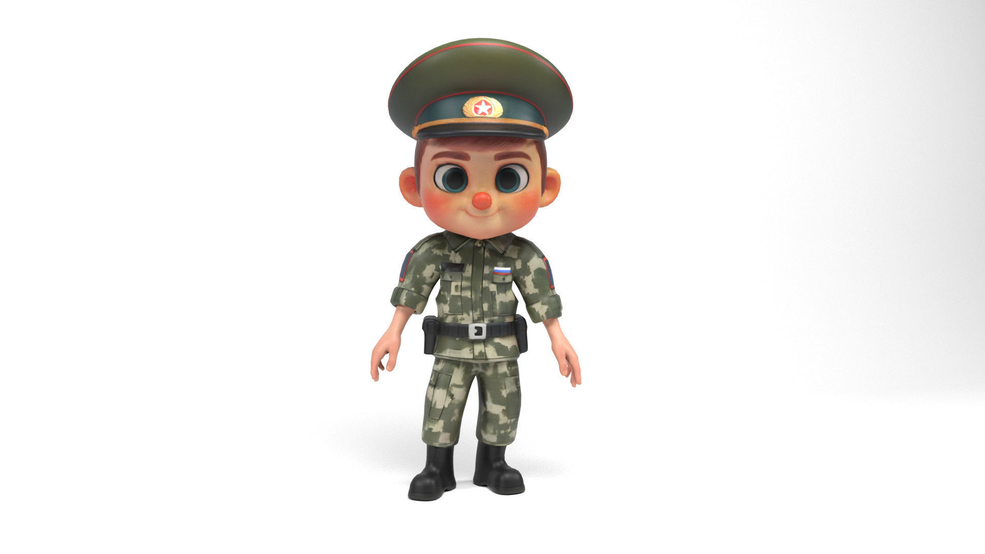 Russian soldier cartoon Low-poly 3D model_13