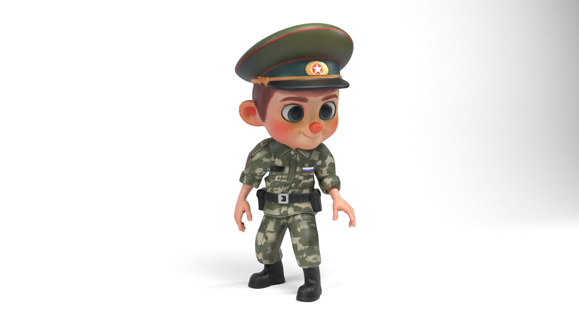 Russian soldier cartoon Low-poly 3D model_9