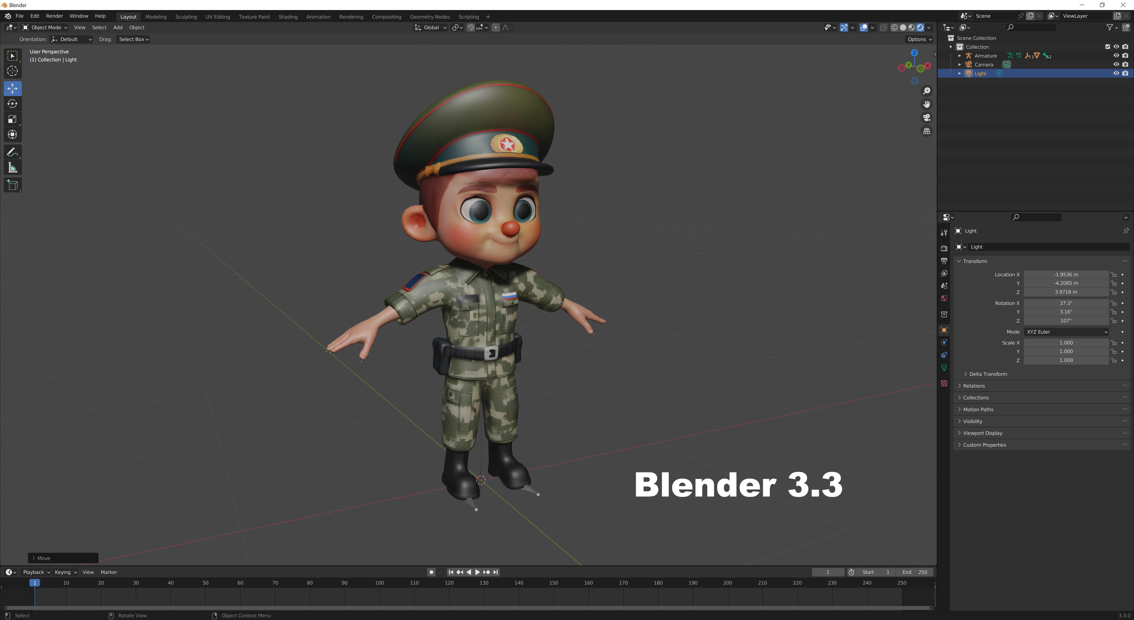 Russian soldier cartoon Low-poly 3D model_17