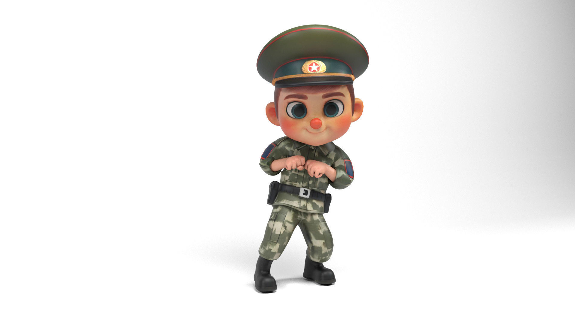 Russian soldier cartoon Low-poly 3D model_11