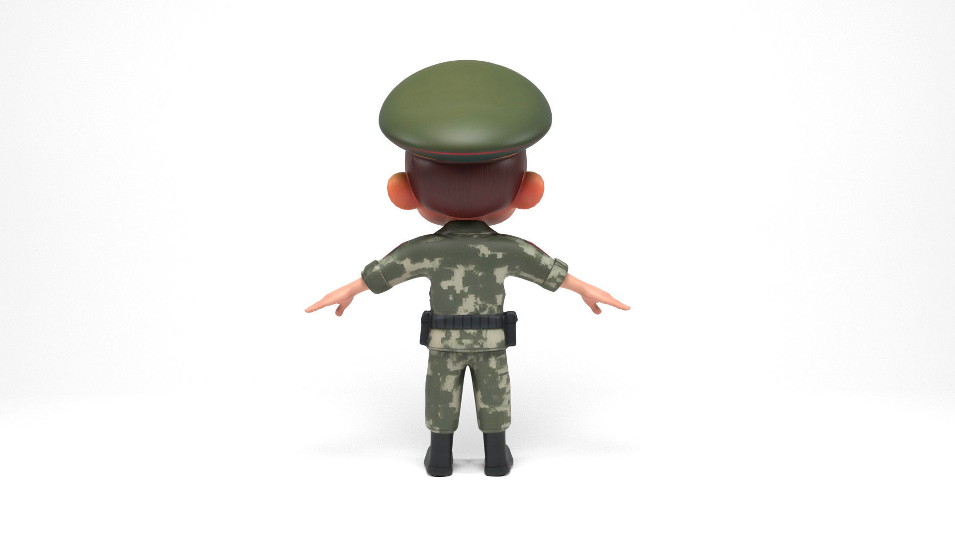 Russian soldier cartoon Low-poly 3D model_5