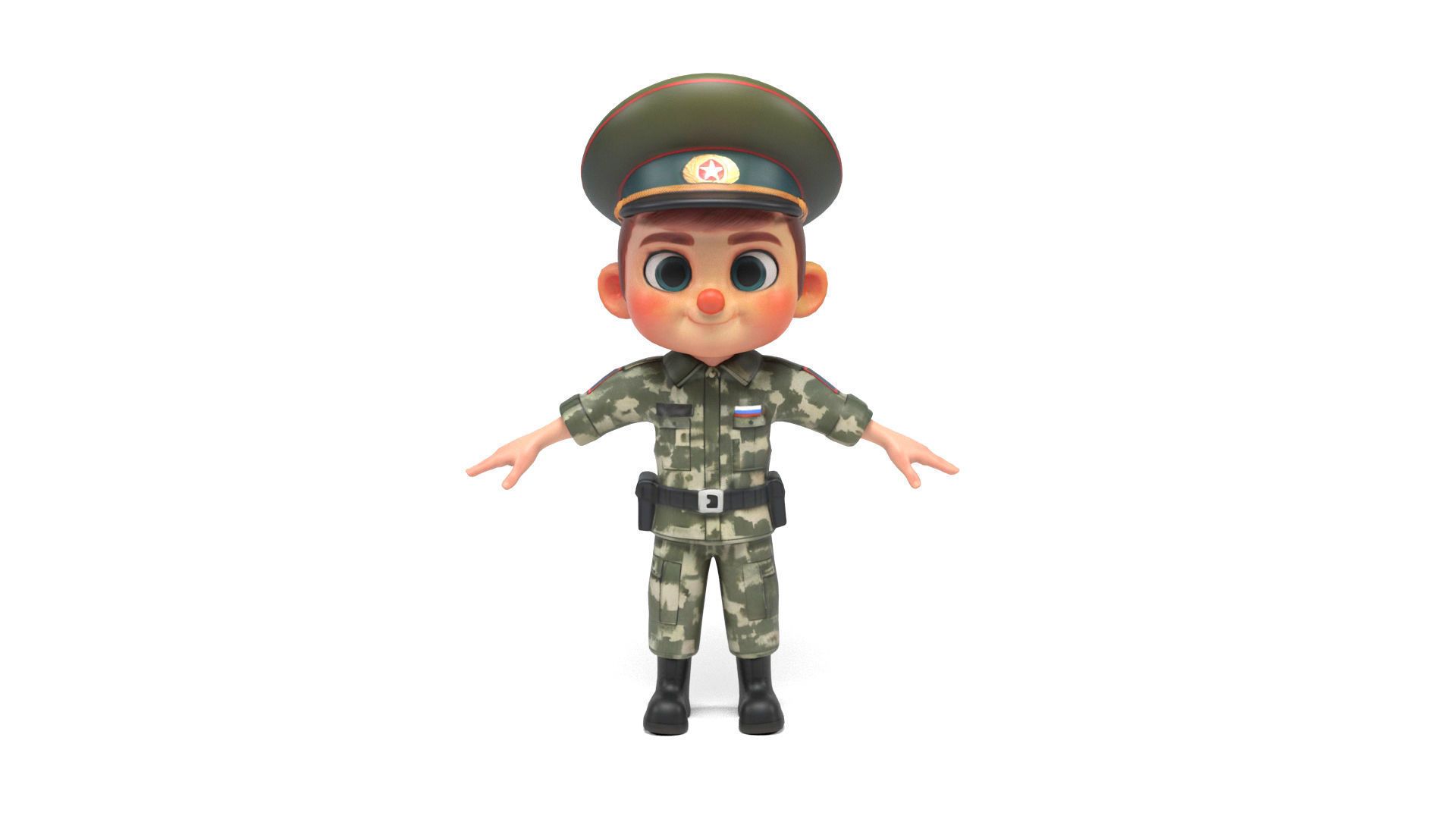 Russian soldier cartoon Low-poly 3D model_2