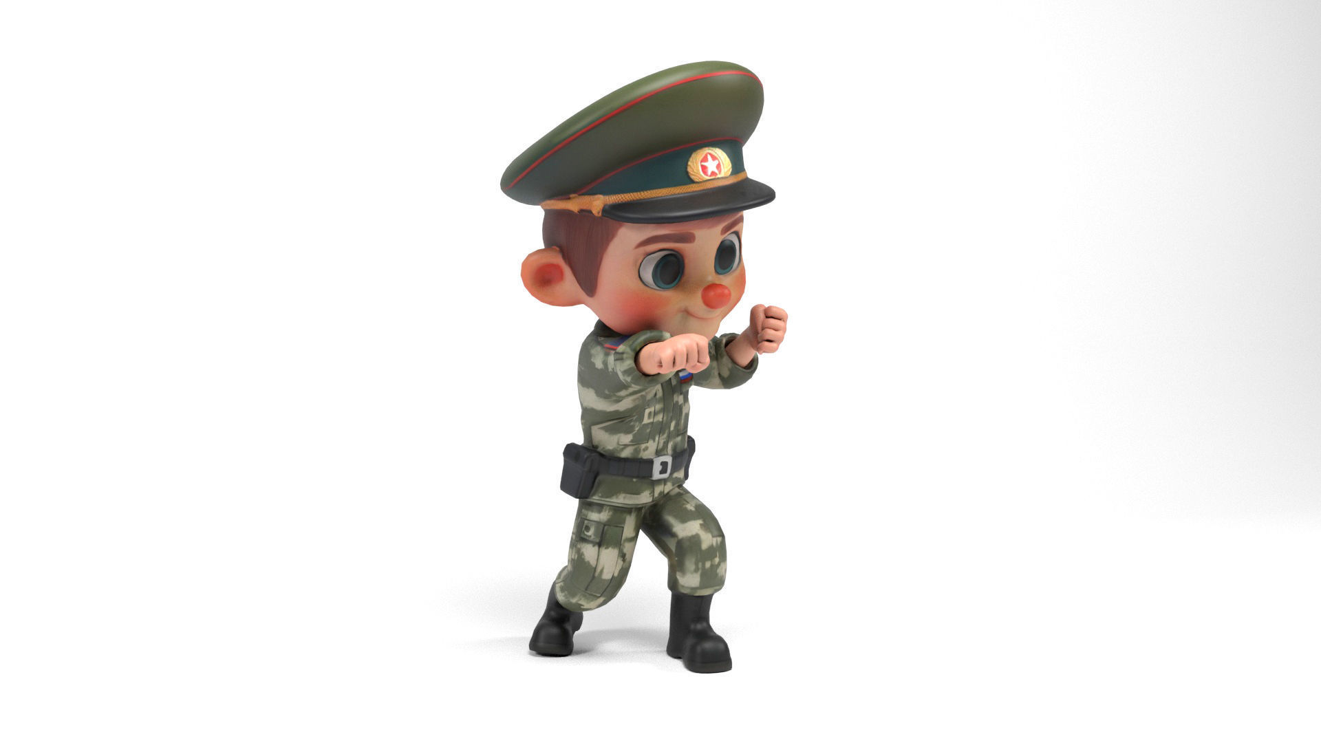 Russian soldier cartoon Low-poly 3D model_12