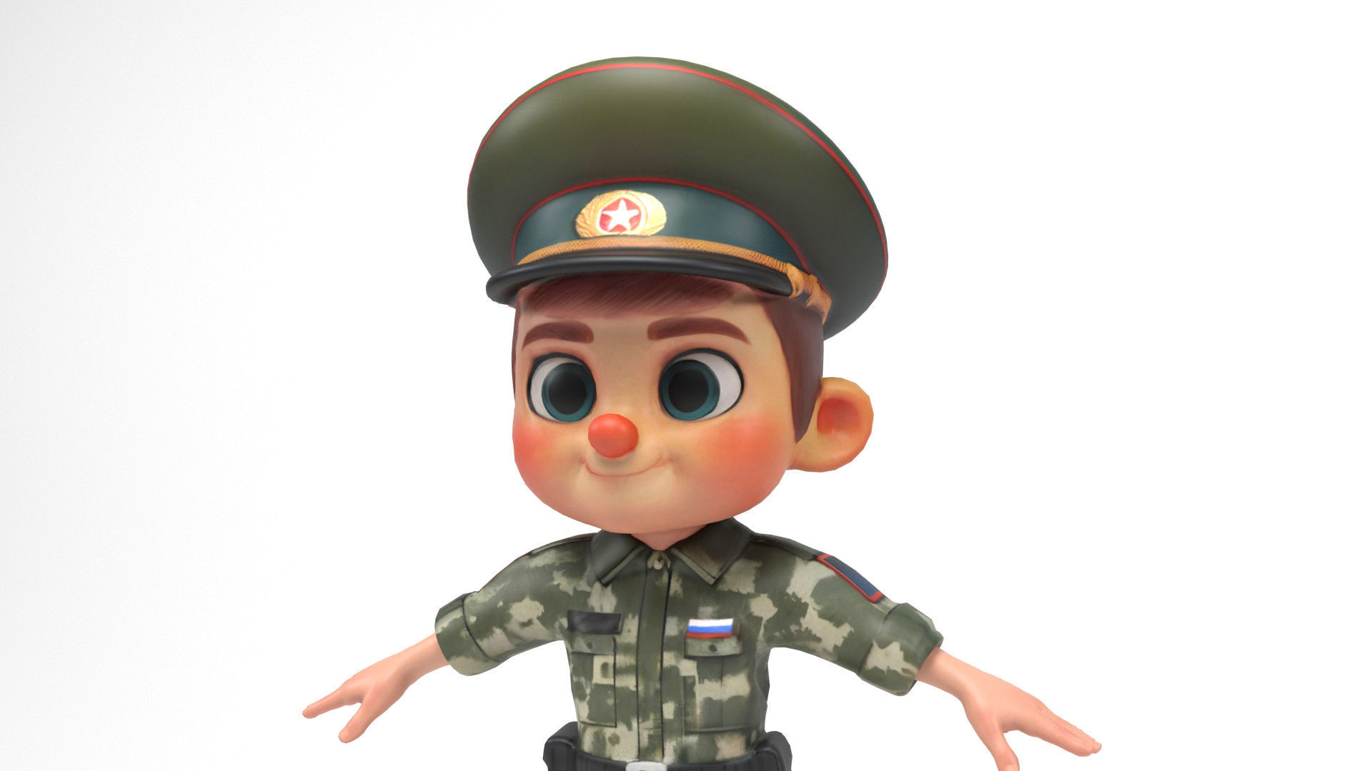 Russian soldier cartoon Low-poly 3D model_8