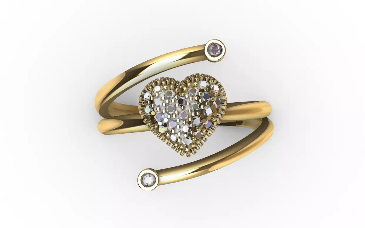 Elegant heart ring 3D print model_0