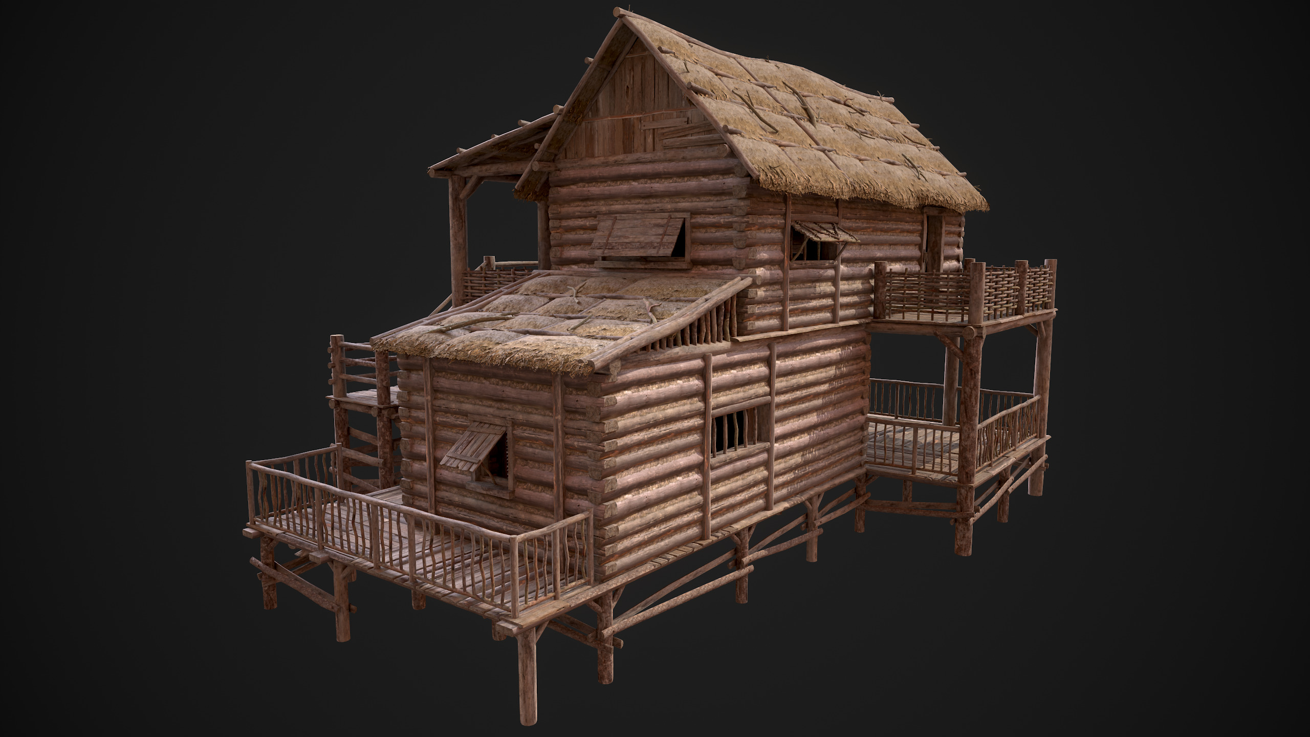 Modular Log Cabins Low-poly 3D model_58