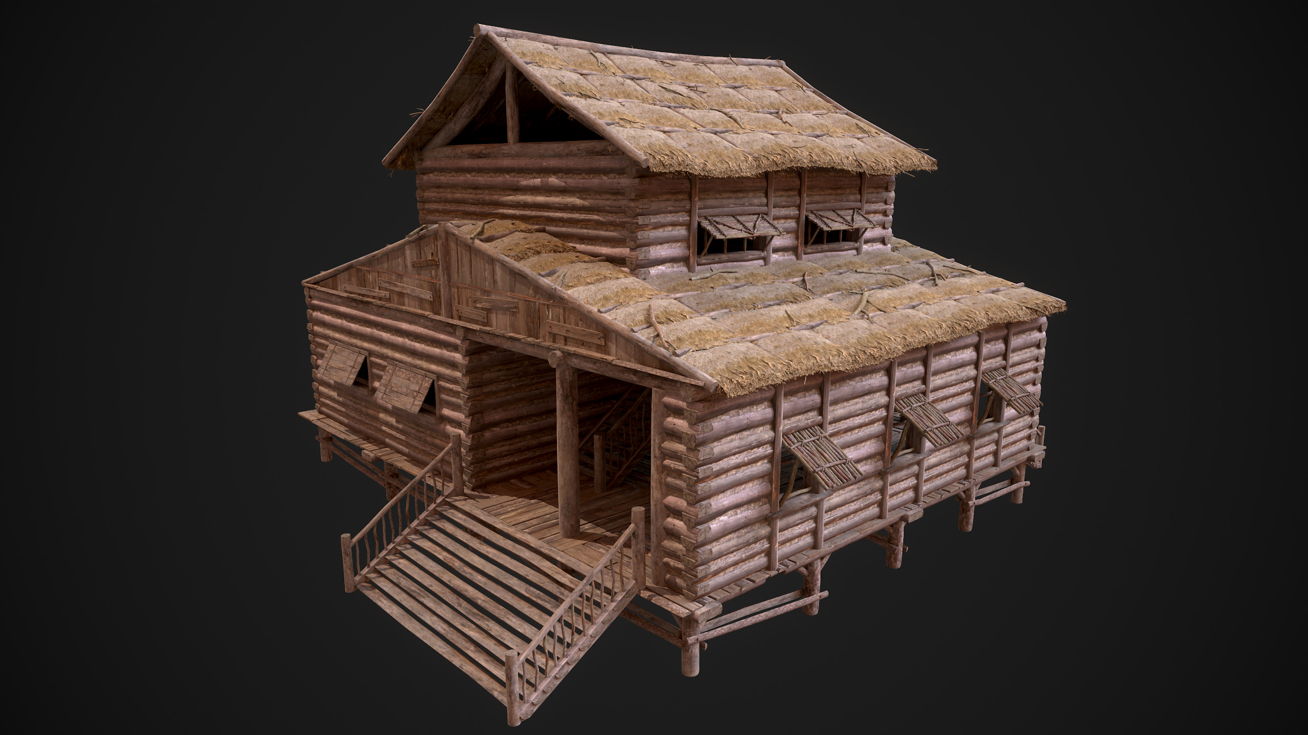 Modular Log Cabins Low-poly 3D model_48