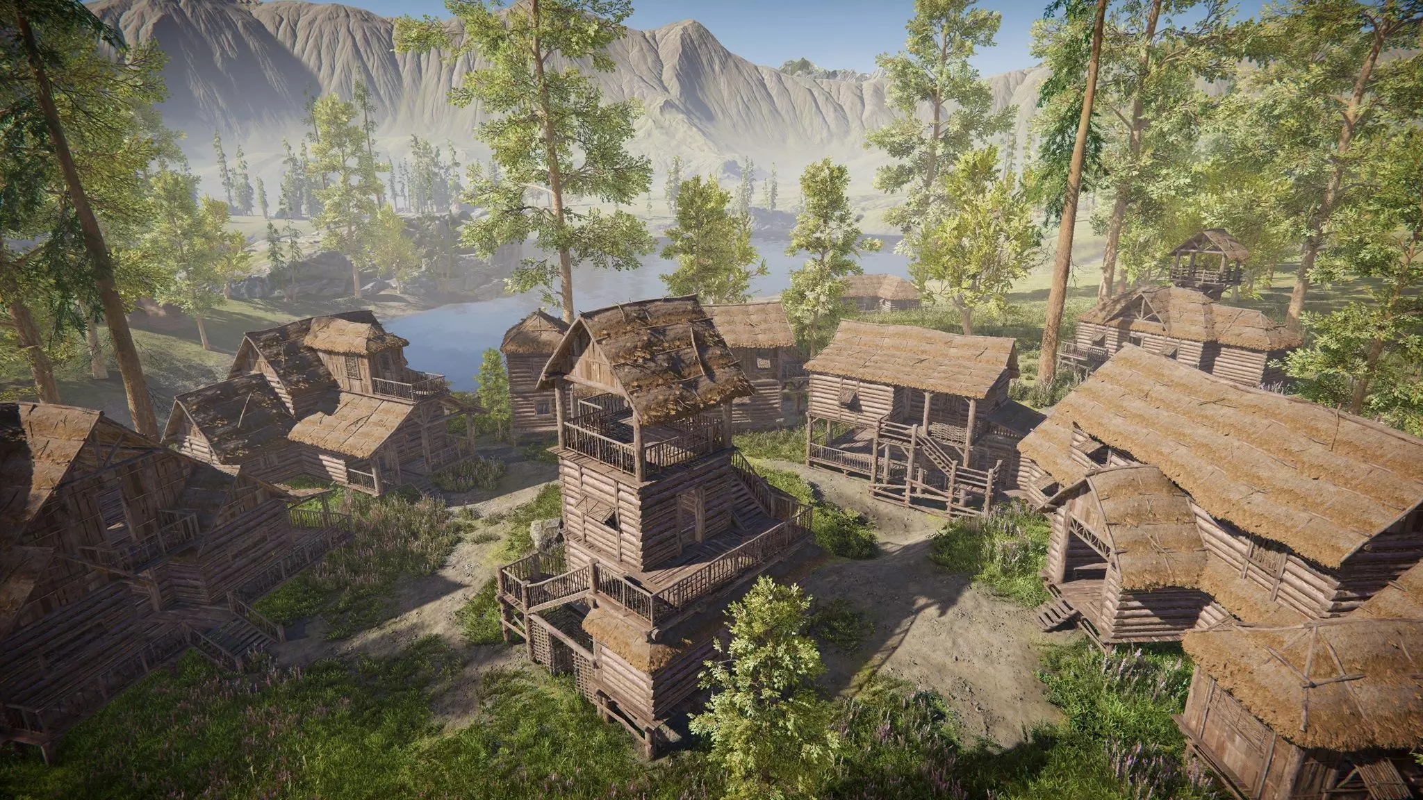 Modular Log Cabins Low-poly 3D model_0