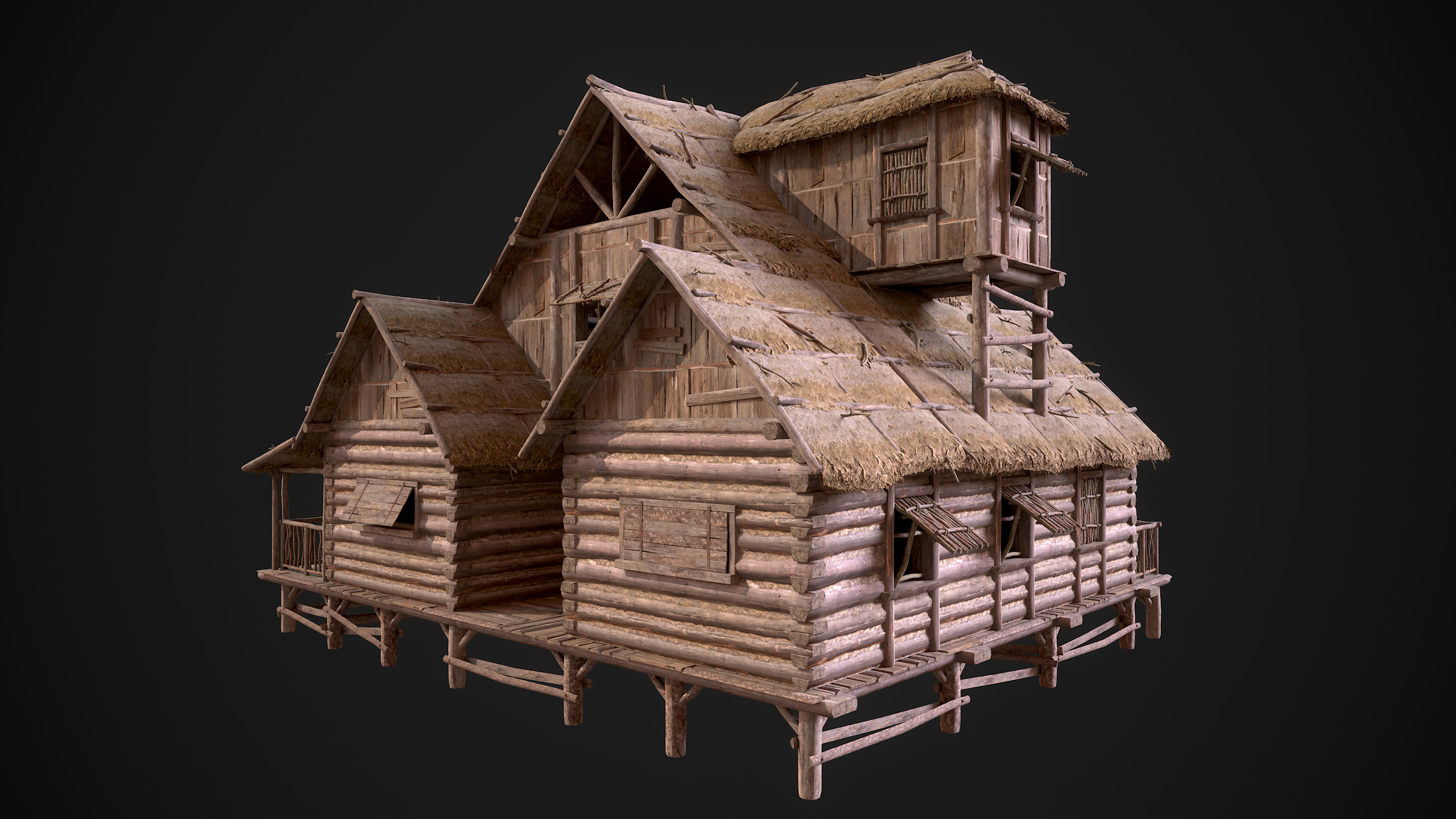Modular Log Cabins Low-poly 3D model_46