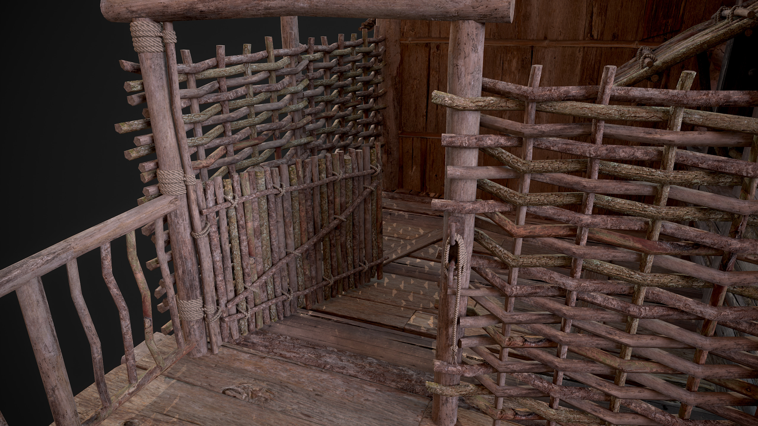 Modular Log Cabins Low-poly 3D model_36