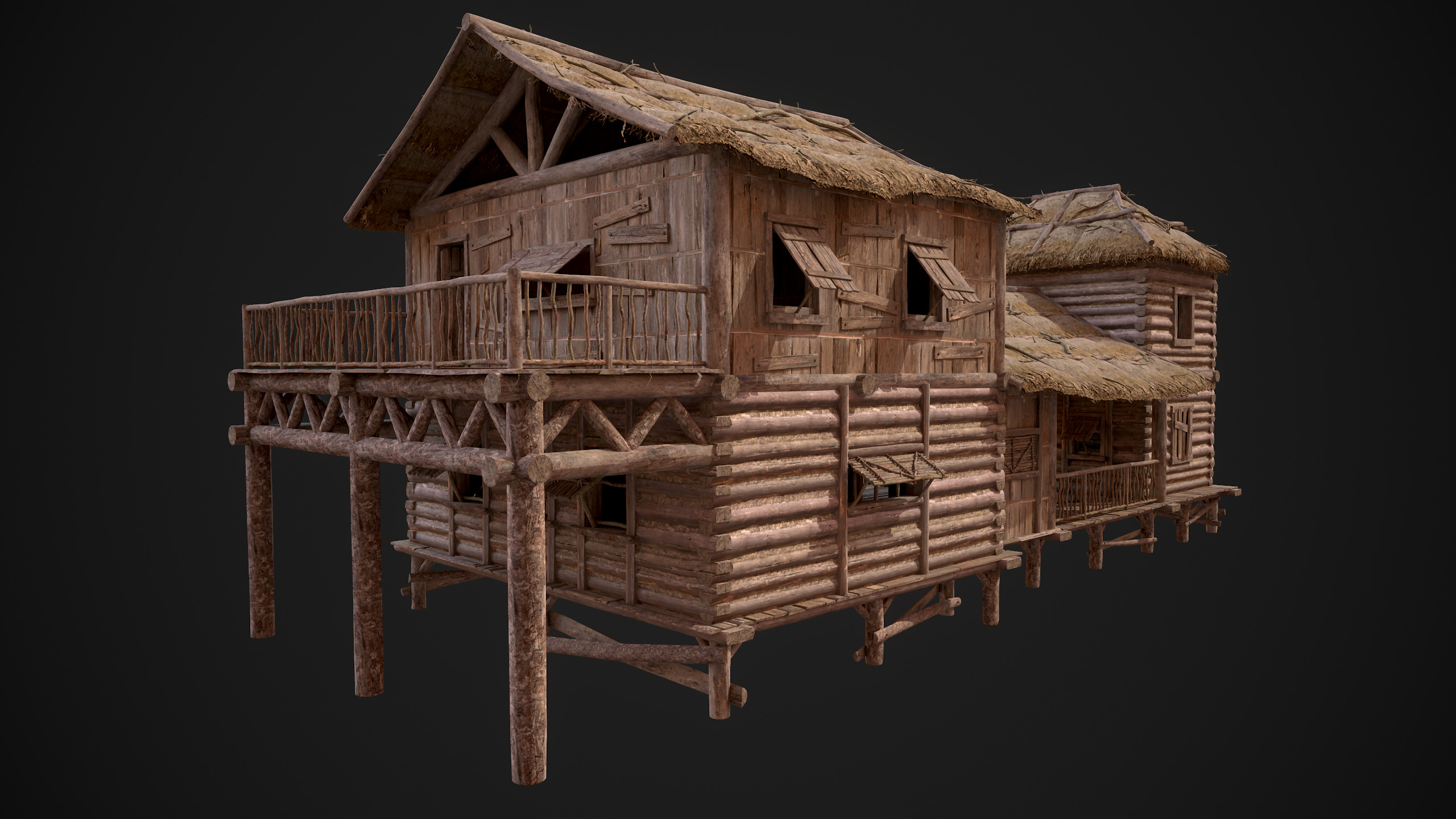 Modular Log Cabins Low-poly 3D model_65