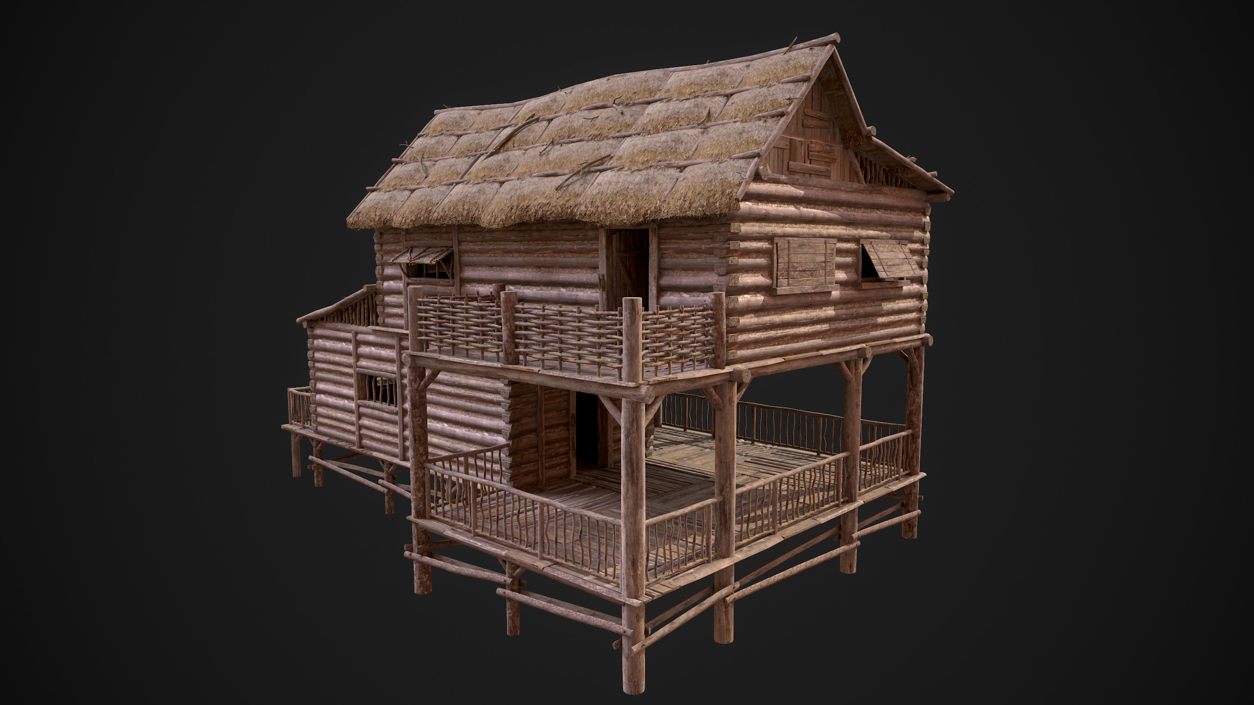 Modular Log Cabins Low-poly 3D model_57