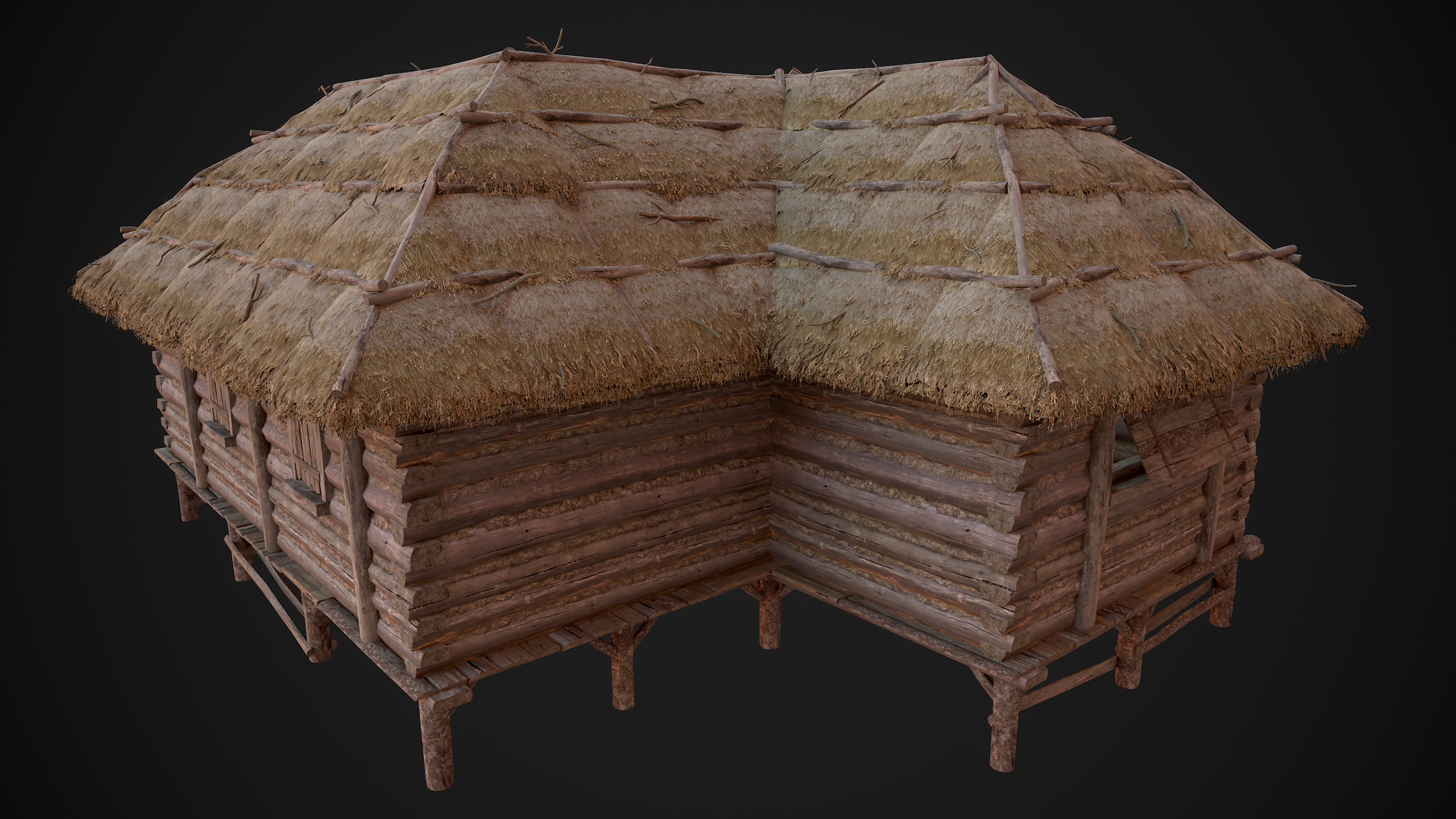 Modular Log Cabins Low-poly 3D model_23