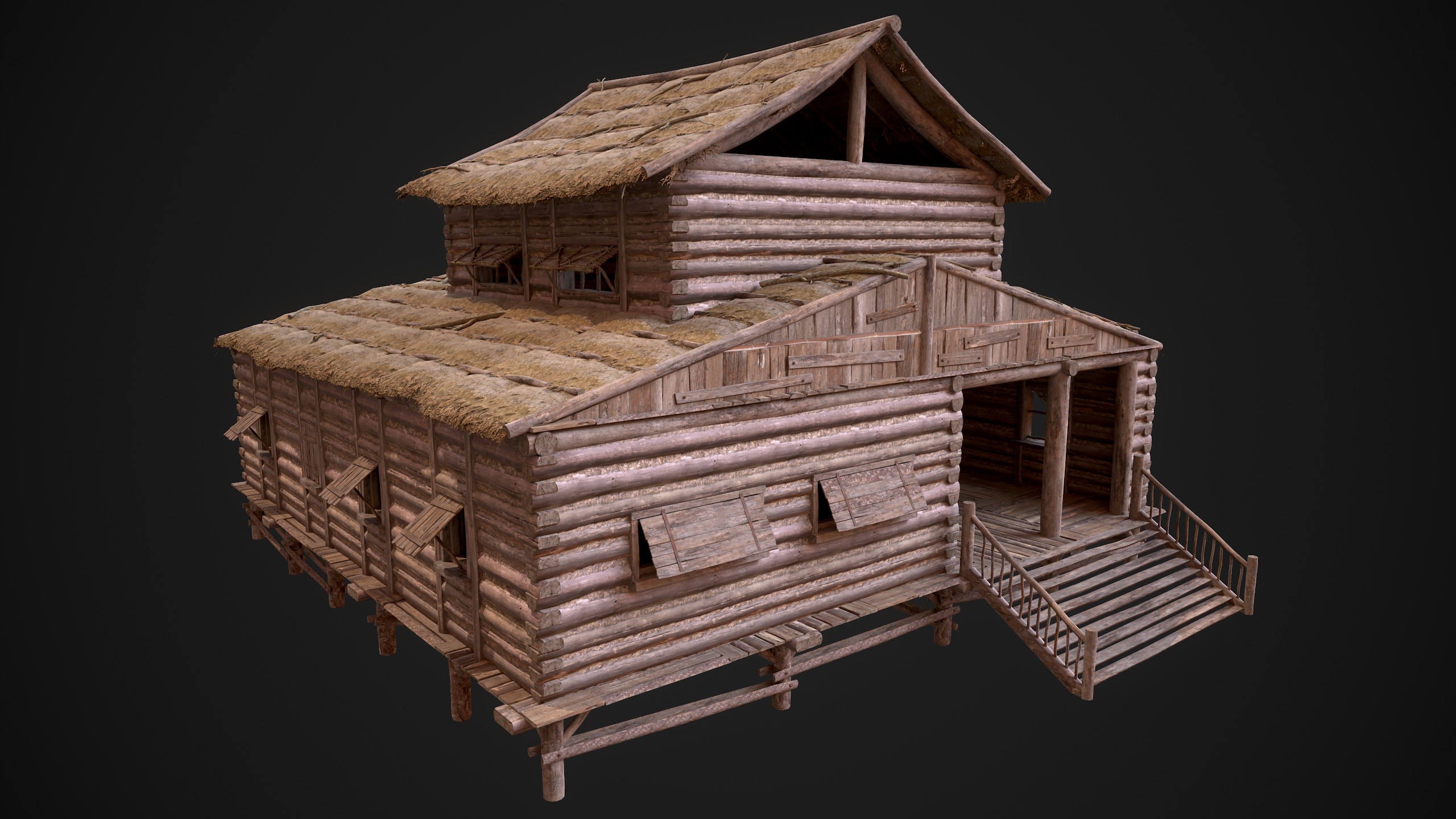 Modular Log Cabins Low-poly 3D model_50