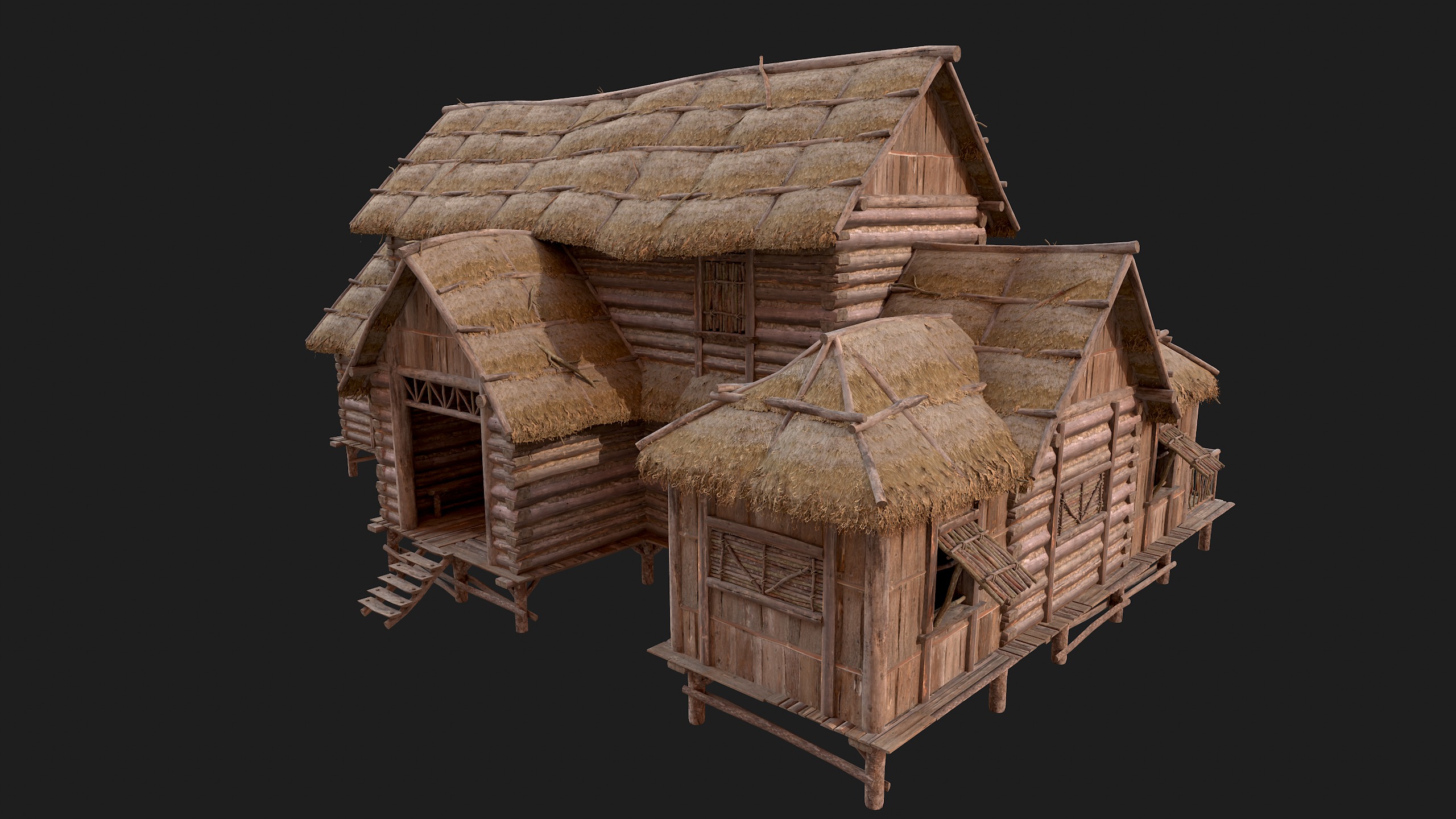 Modular Log Cabins Low-poly 3D model_18