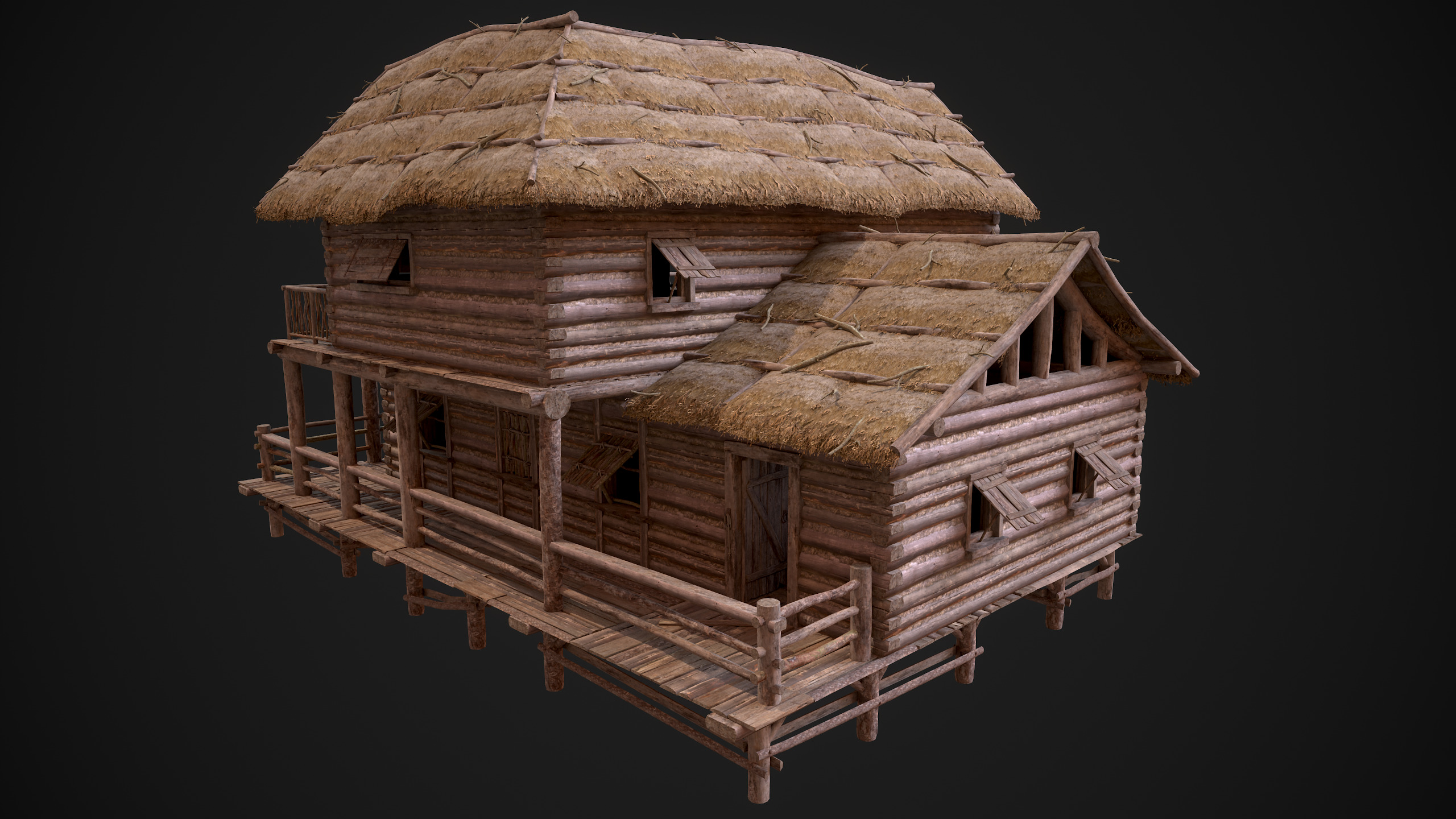 Modular Log Cabins Low-poly 3D model_51
