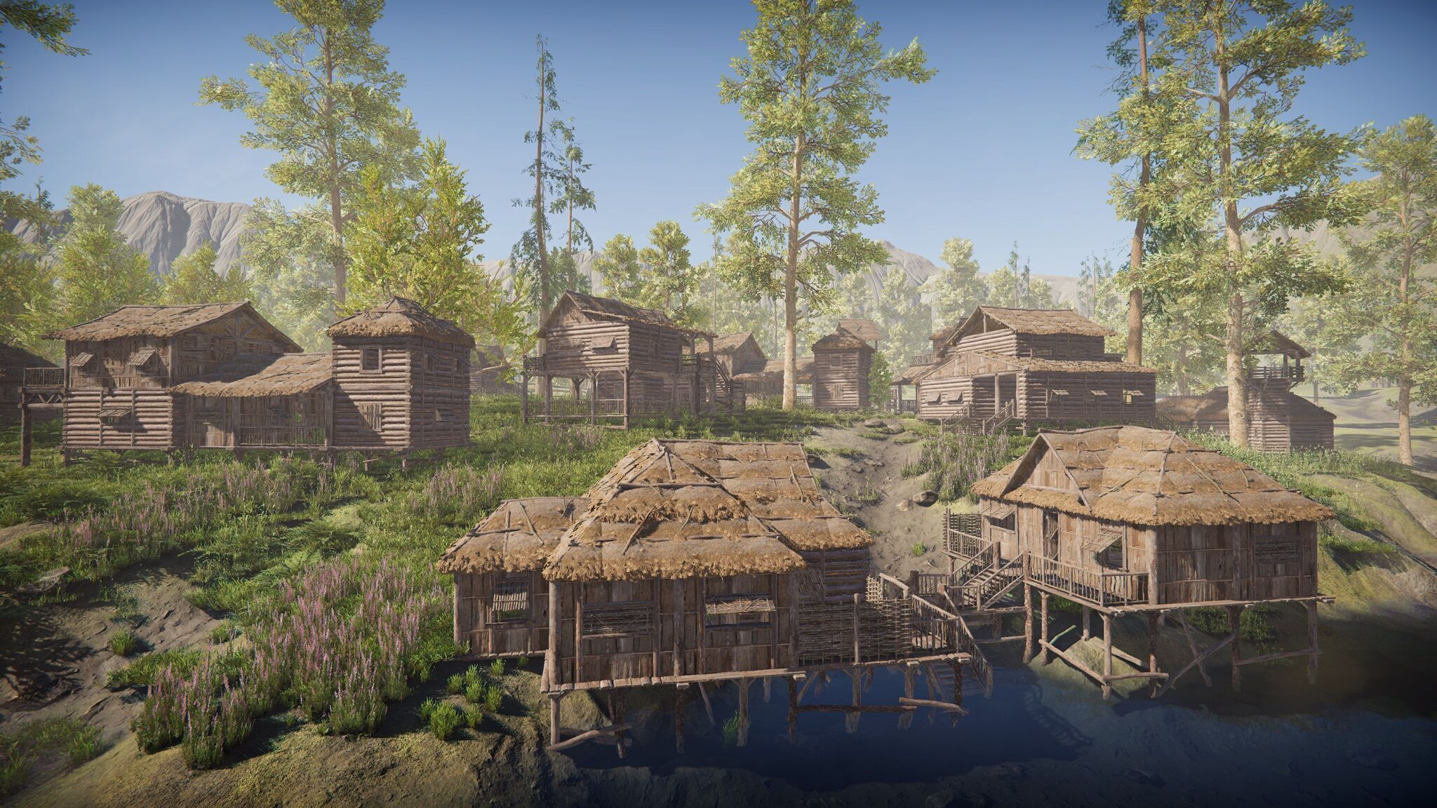 Modular Log Cabins Low-poly 3D model_16