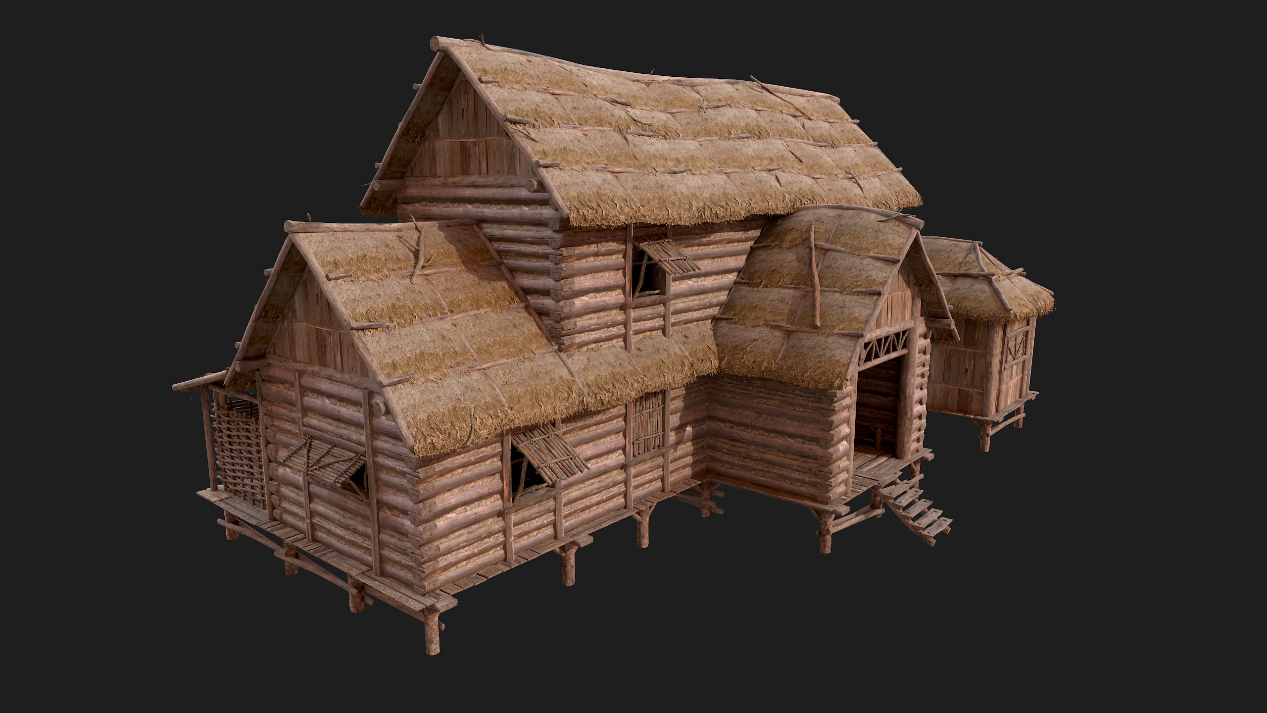 Modular Log Cabins Low-poly 3D model_19