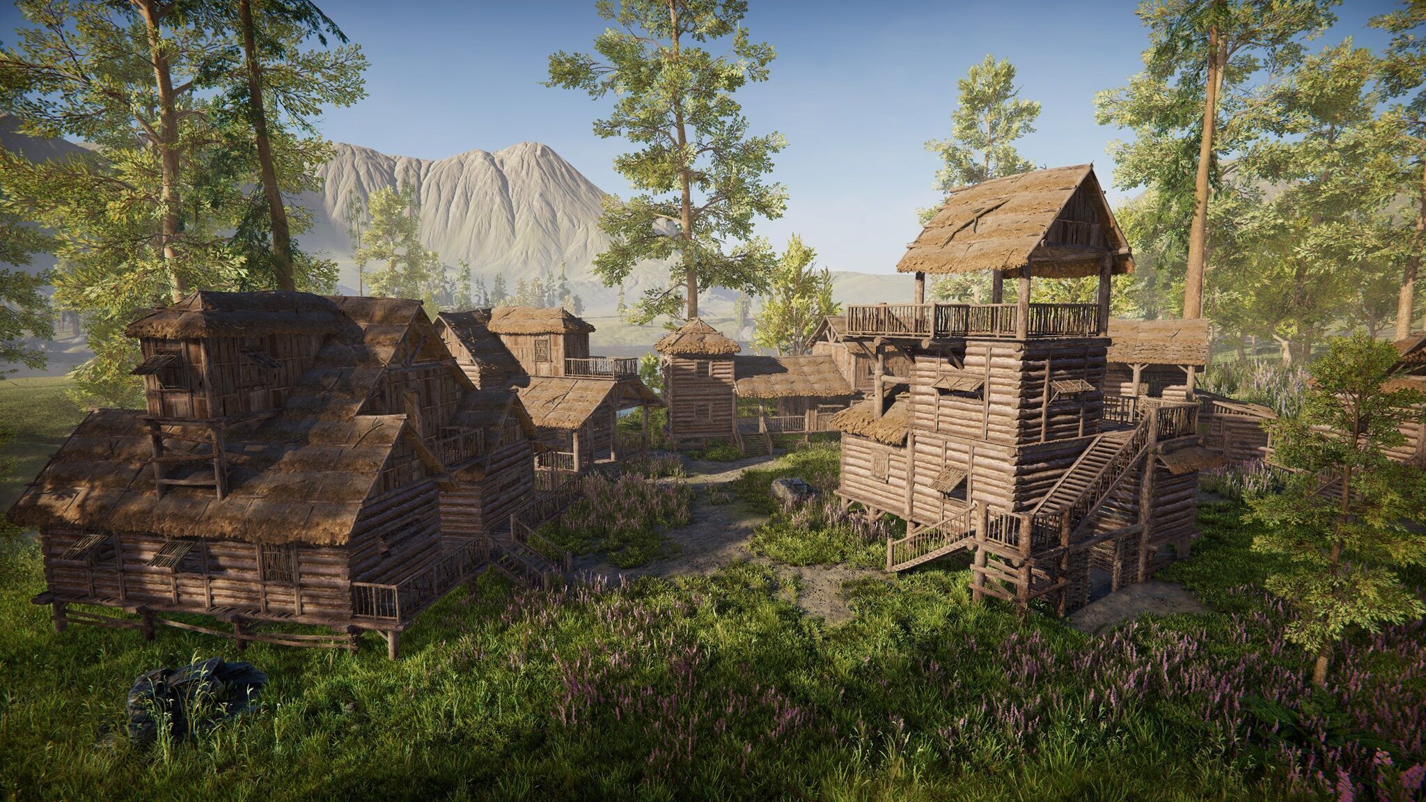 Modular Log Cabins Low-poly 3D model_9