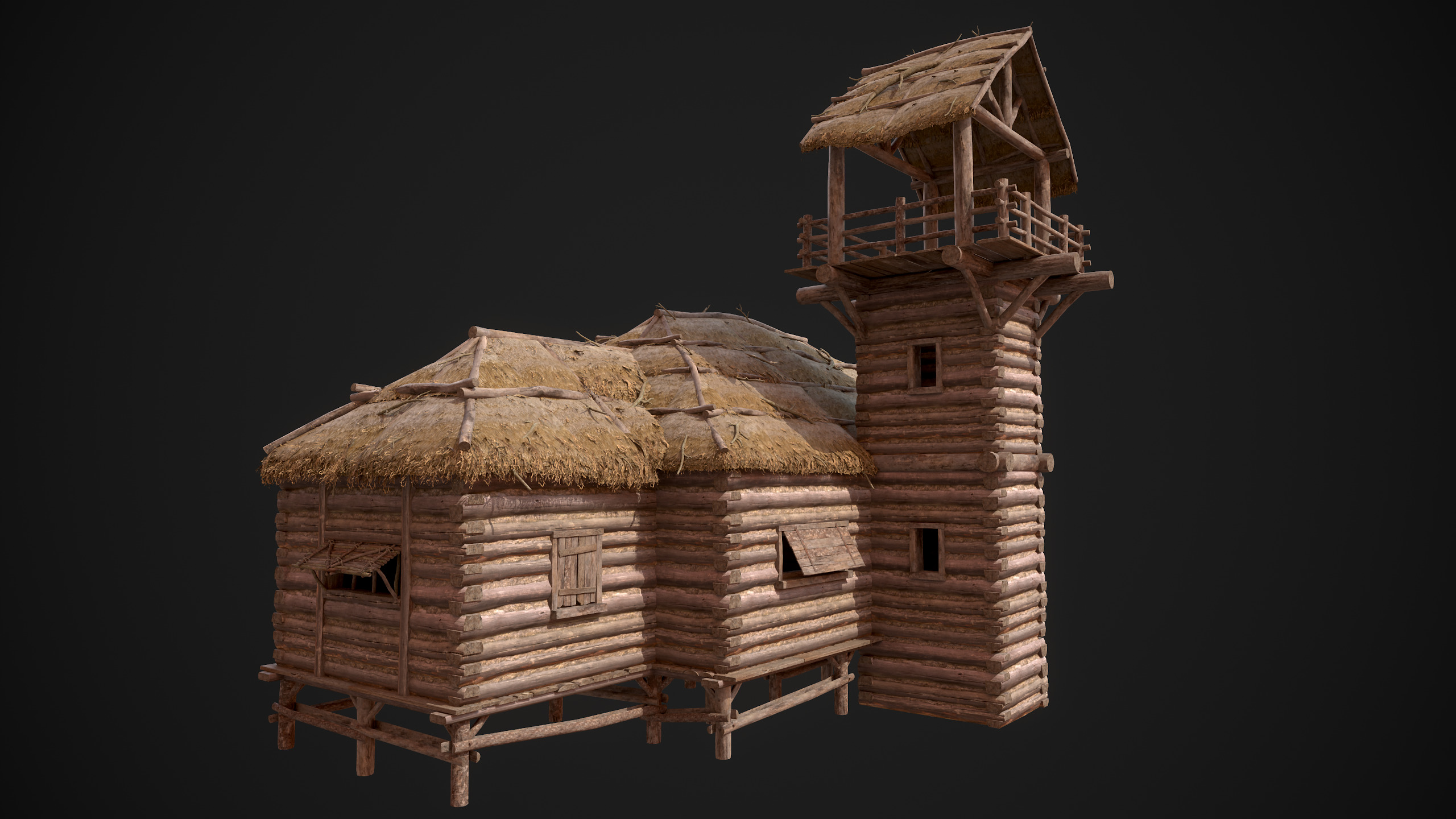 Modular Log Cabins Low-poly 3D model_61