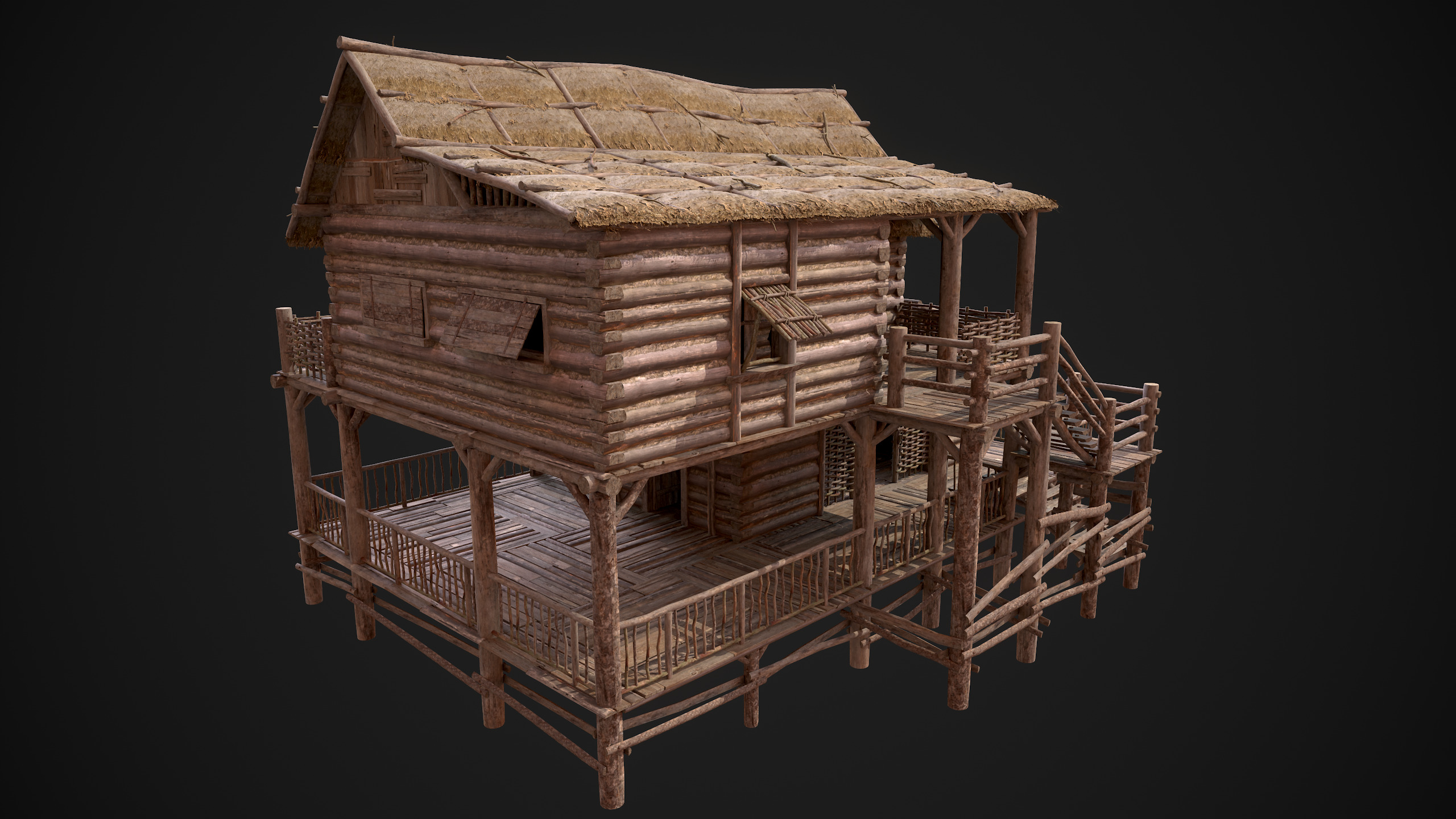 Modular Log Cabins Low-poly 3D model_55
