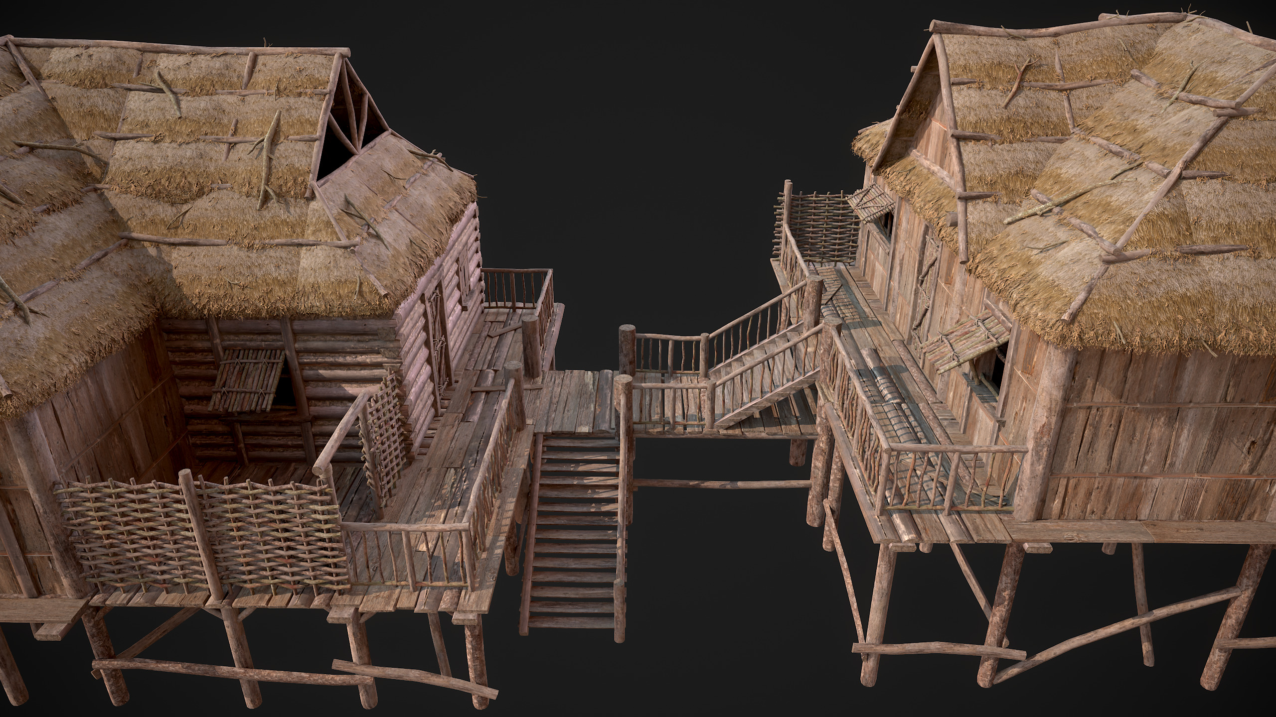 Modular Log Cabins Low-poly 3D model_33