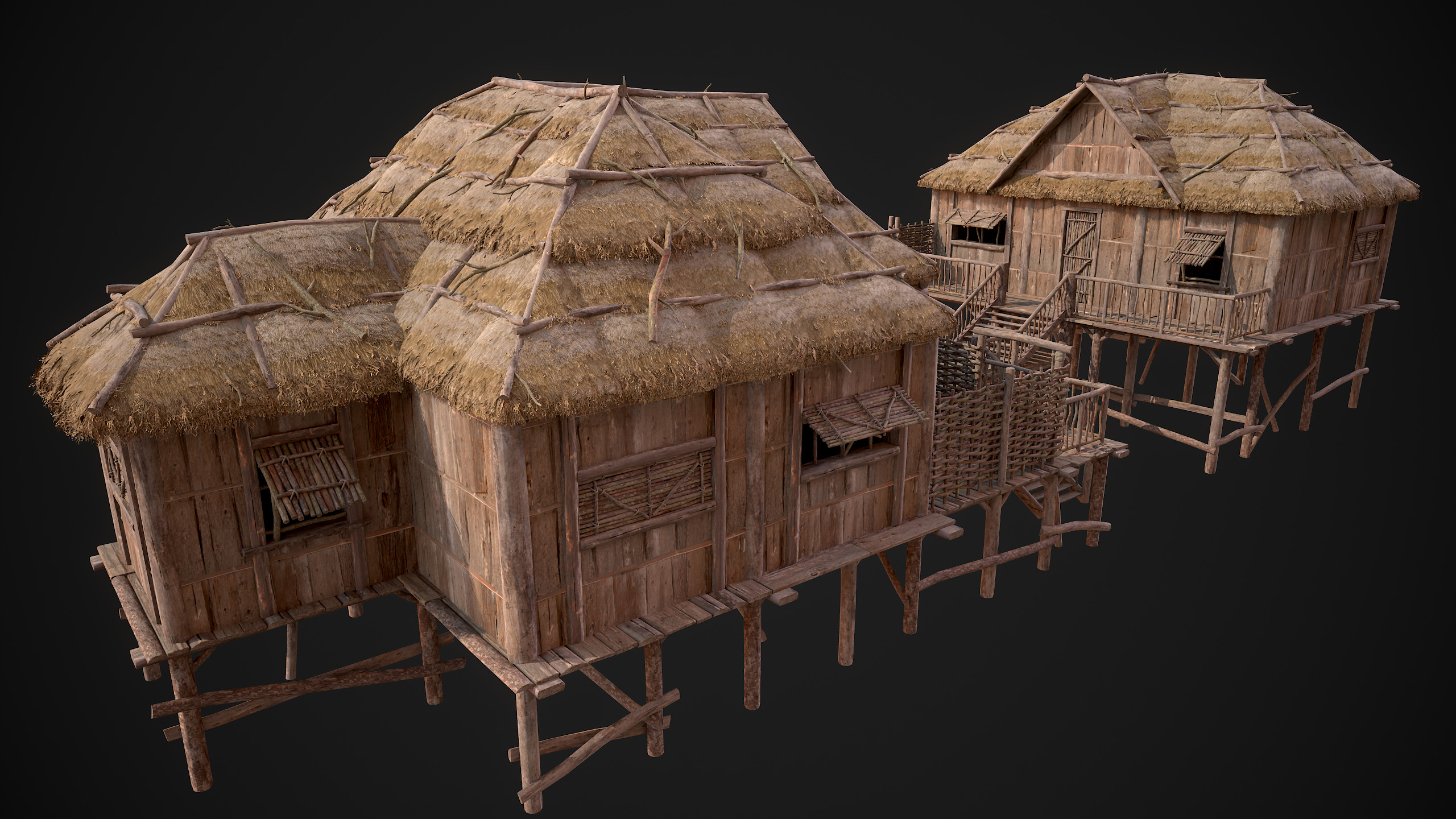 Modular Log Cabins Low-poly 3D model_34